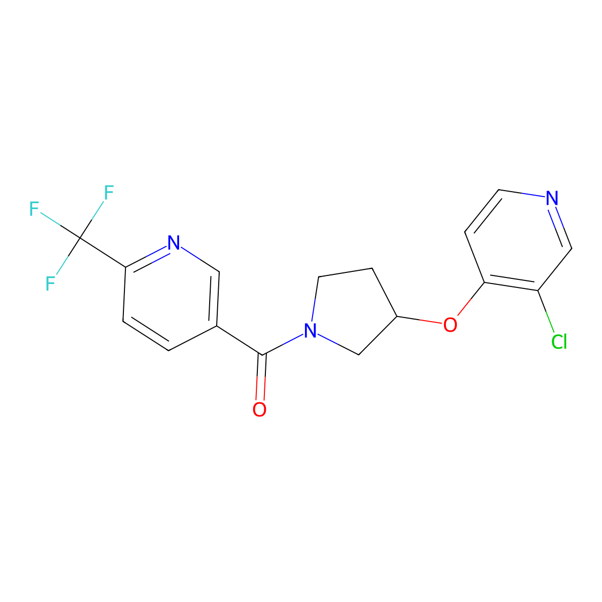(3-((3-Chloropyridin-4-yl)oxy)pyrrolidin-1-yl)(6-(trifluoromethyl)pyridin-3-yl)methanone molecular structure, CAS 2034432-63-6