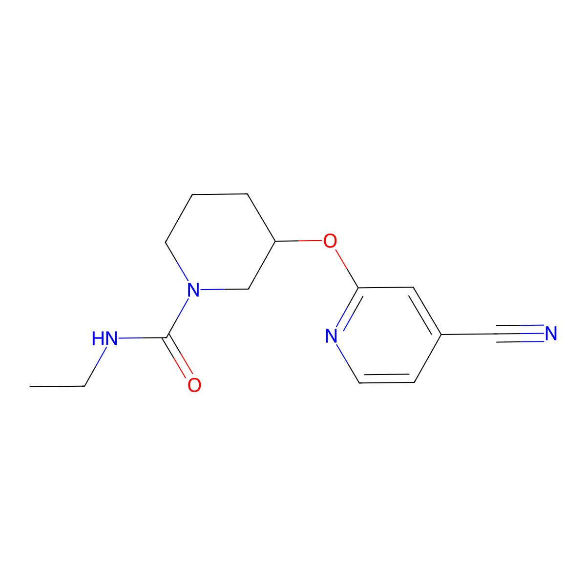 3-[(4-cyanopyridin-2-yl)oxy]-N-ethylpiperidine-1-carboxamide molecular structure, CAS 2034432-66-9