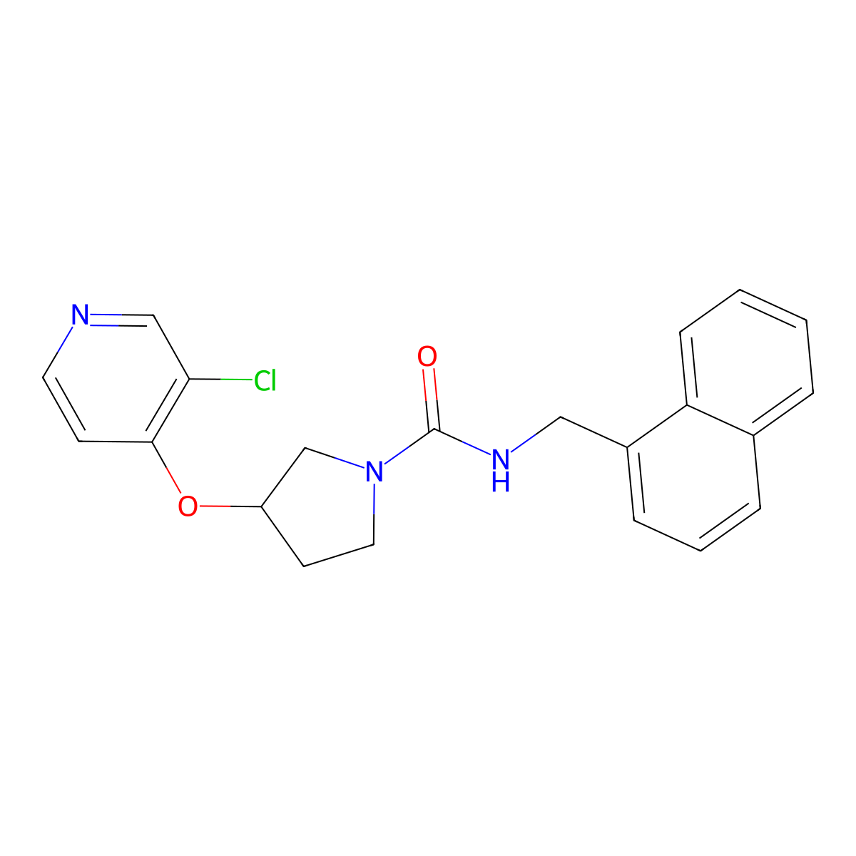 3-((3-chloropyridin-4-yl)oxy)-N-(naphthalen-1-ylmethyl)pyrrolidine-1-carboxamide molecular structure, CAS 2034432-72-7