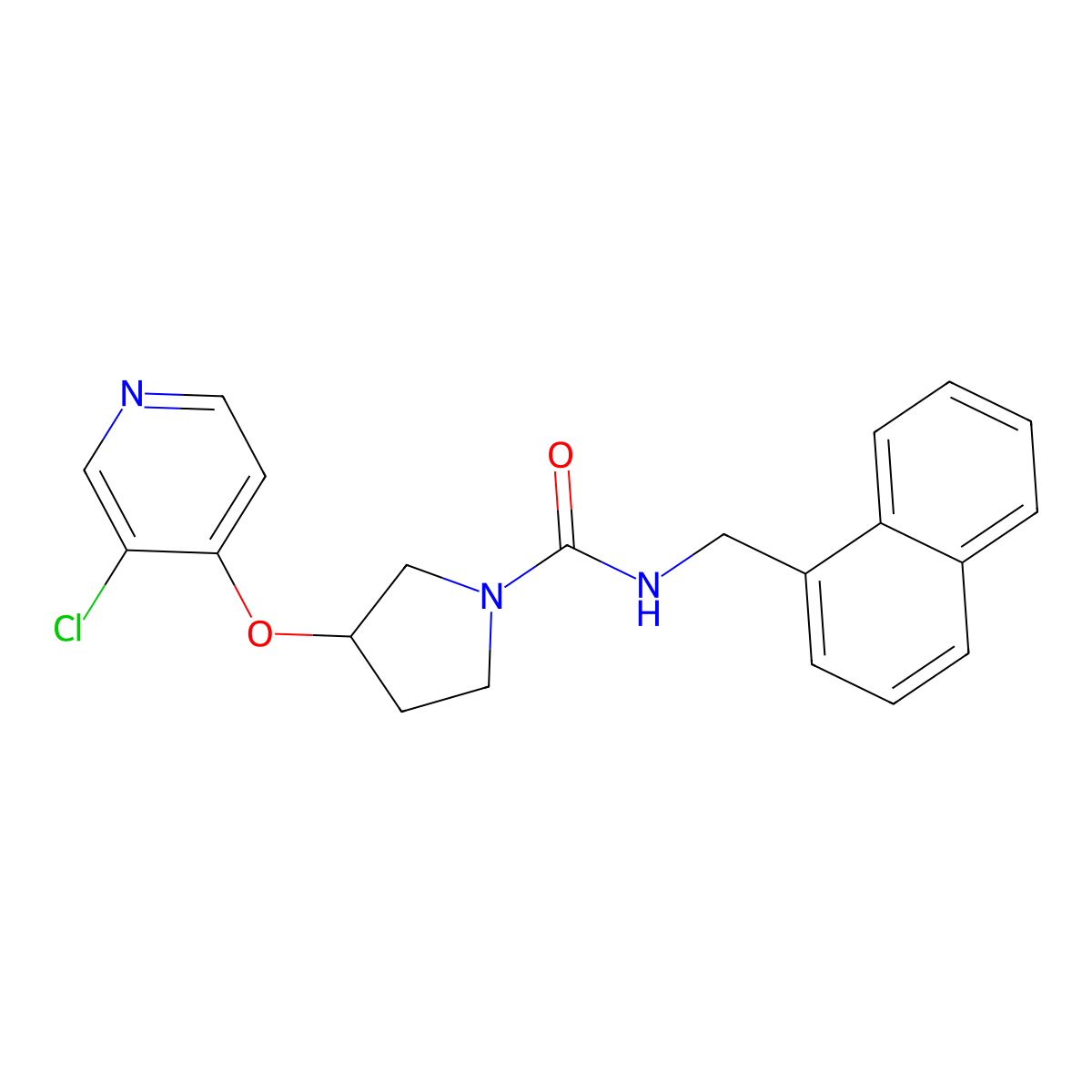 3-((3-chloropyridin-4-yl)oxy)-N-(naphthalen-1-ylmethyl)pyrrolidine-1-carboxamide molecular structure, CAS 2034432-72-7