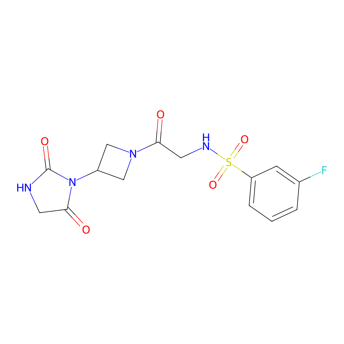 N-(2-(3-(2,5-dioxoimidazolidin-1-yl)azetidin-1-yl)-2-oxoethyl)-3-fluorobenzenesulfonamide molecular structure, CAS 2034432-81-8
