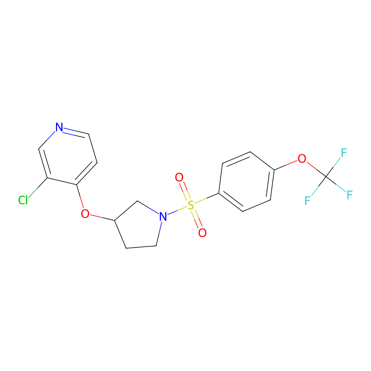 3-Chloro-4-((1-((4-(trifluoromethoxy)phenyl)sulfonyl)pyrrolidin-3-yl)oxy)pyridine molecular structure, CAS 2034432-84-1