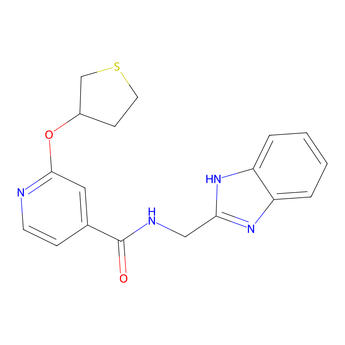 N-((1H-benzo[d]imidazol-2-yl)methyl)-2-((tetrahydrothiophen-3-yl)oxy)isonicotinamide molecular structure, CAS 2034432-87-4