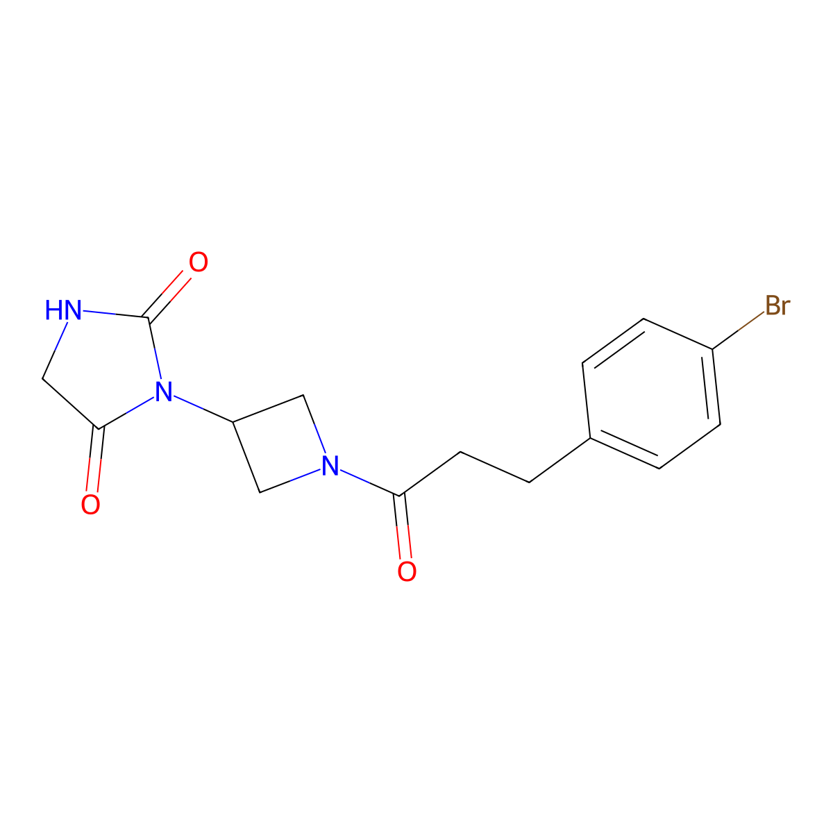 3-{1-[3-(4-Bromophenyl)propanoyl]azetidin-3-yl}imidazolidine-2,4-dione molecular structure, CAS 2034432-90-9
