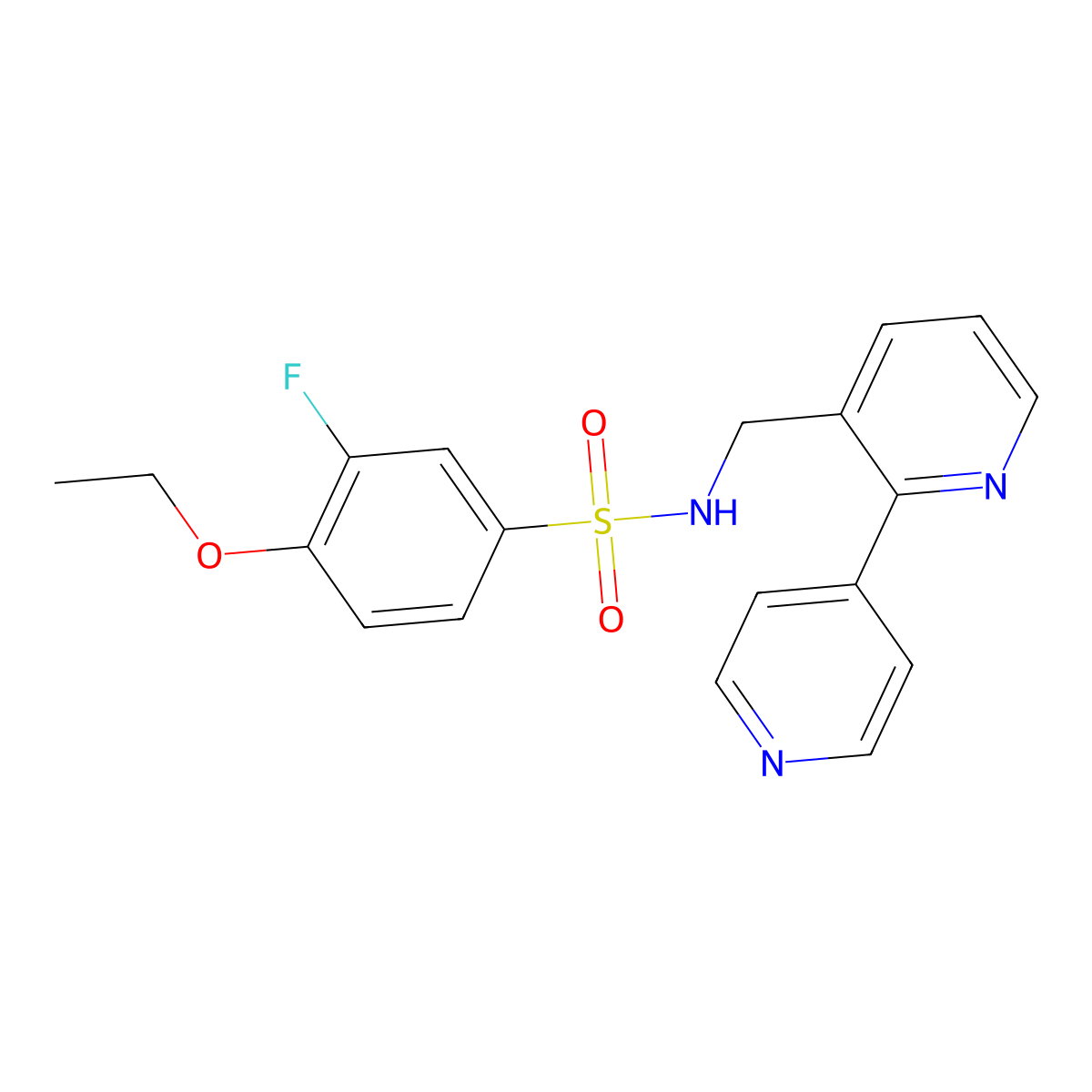 N-([2,4'-bipyridin]-3-ylmethyl)-4-ethoxy-3-fluorobenzenesulfonamide molecular structure, CAS 2034432-91-0