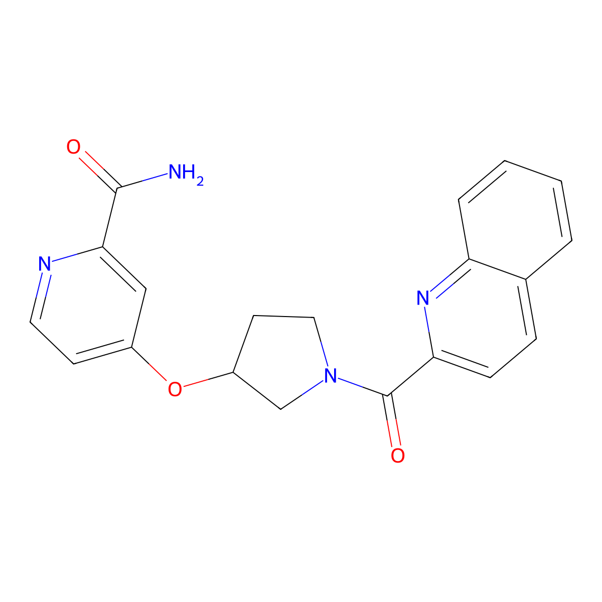 4-((1-(Quinoline-2-carbonyl)pyrrolidin-3-yl)oxy)picolinamide molecular structure, CAS 2034432-95-4