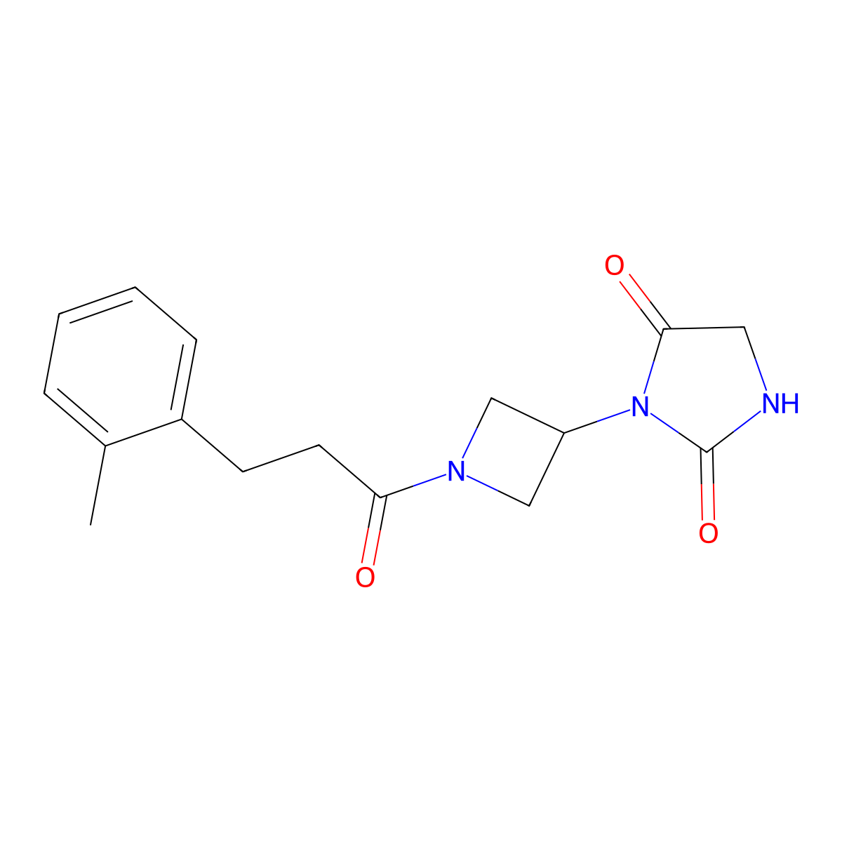 3-(1-(3-(o-Tolyl)propanoyl)azetidin-3-yl)imidazolidine-2,4-dione molecular structure, CAS 2034432-96-5
