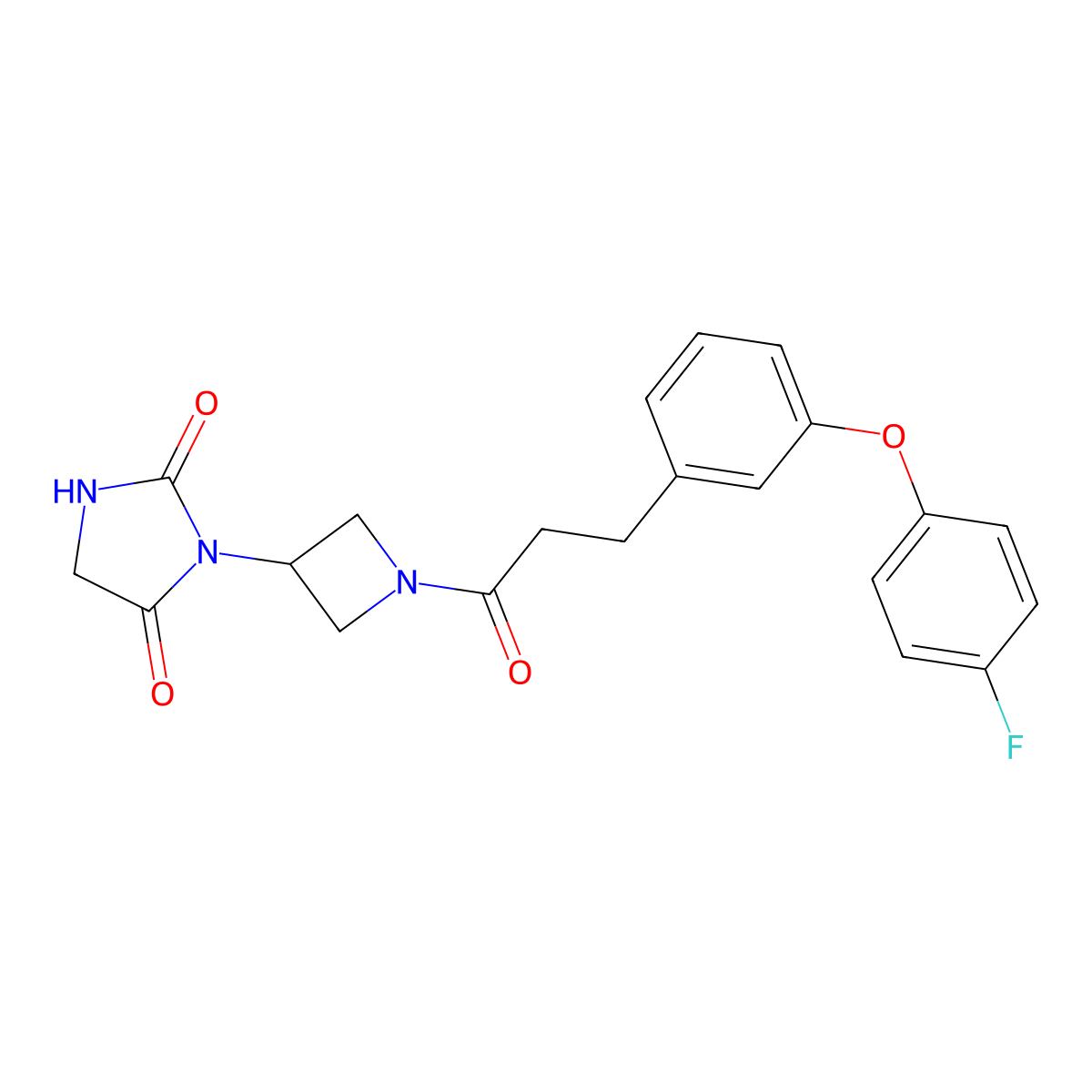 3-(1-(3-(3-(4-Fluorophenoxy)phenyl)propanoyl)azetidin-3-yl)imidazolidine-2,4-dione molecular structure, CAS 2034433-03-7