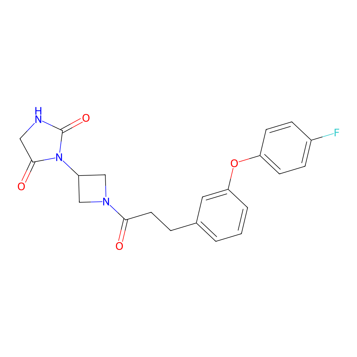 3-(1-(3-(3-(4-Fluorophenoxy)phenyl)propanoyl)azetidin-3-yl)imidazolidine-2,4-dione molecular structure, CAS 2034433-03-7