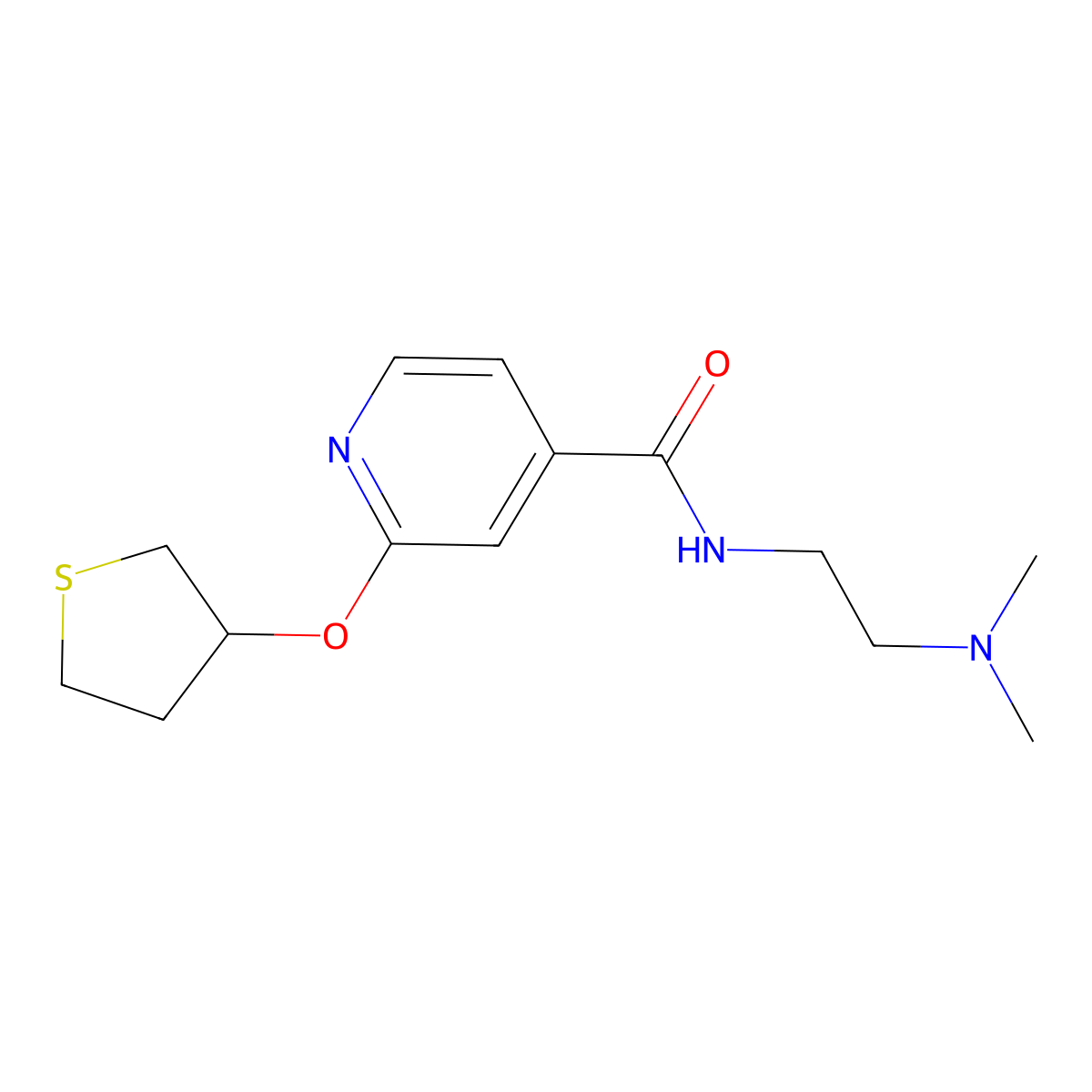 N-(2-(dimethylamino)ethyl)-2-((tetrahydrothiophen-3-yl)oxy)isonicotinamide molecular structure, CAS 2034433-10-6