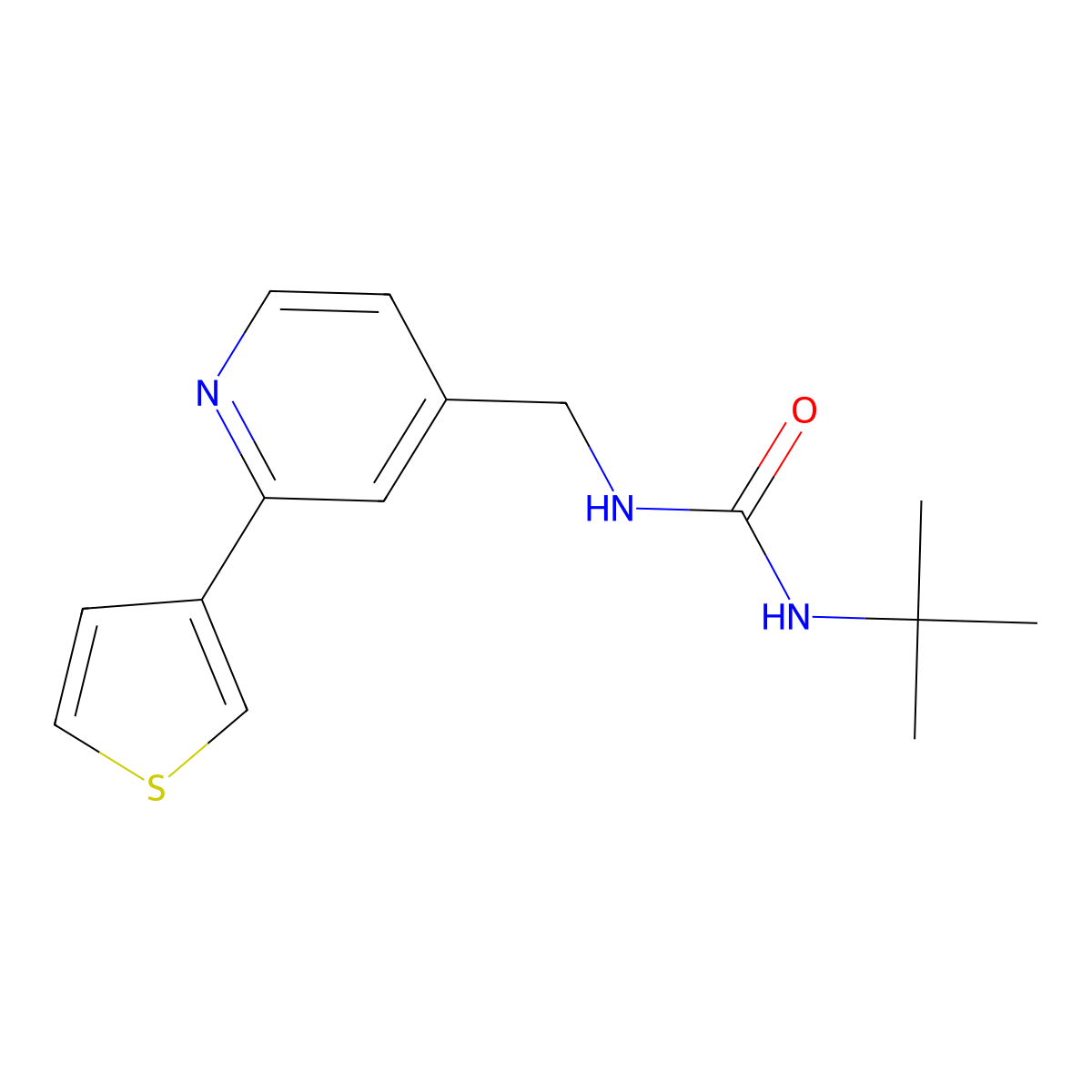 1-(Tert-butyl)-3-((2-(thiophen-3-yl)pyridin-4-yl)methyl)urea molecular structure, CAS 2034433-12-8