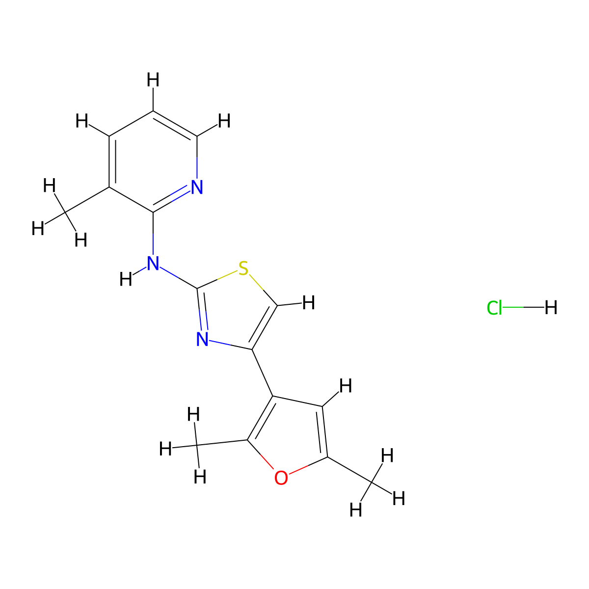 4-(2,5-dimethylfuran-3-yl)-N-(3-methylpyridin-2-yl)thiazol-2-amine hydrochloride molecular structure, CAS 2034433-16-2
