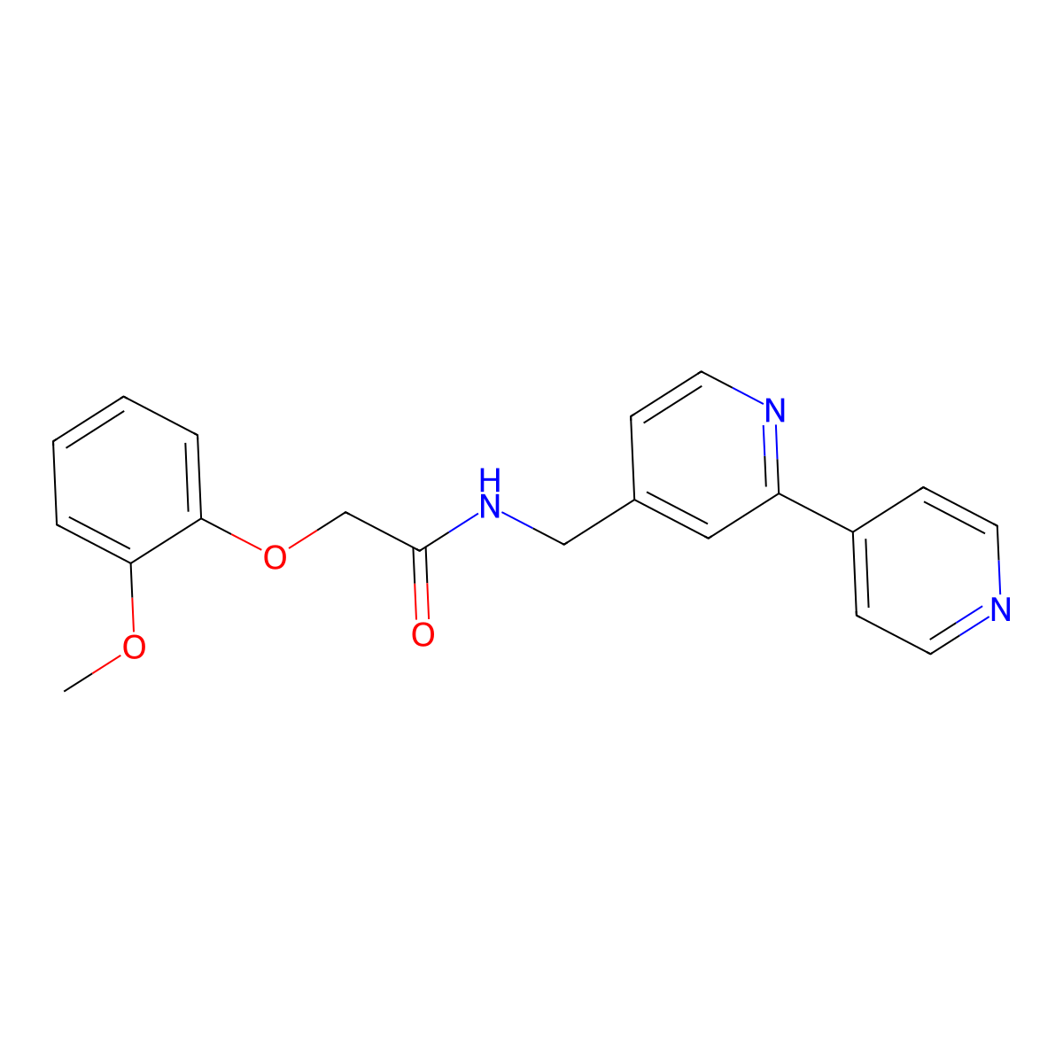 N-({[2,4'-bipyridine]-4-yl}methyl)-2-(2-methoxyphenoxy)acetamide molecular structure, CAS 2034433-22-0