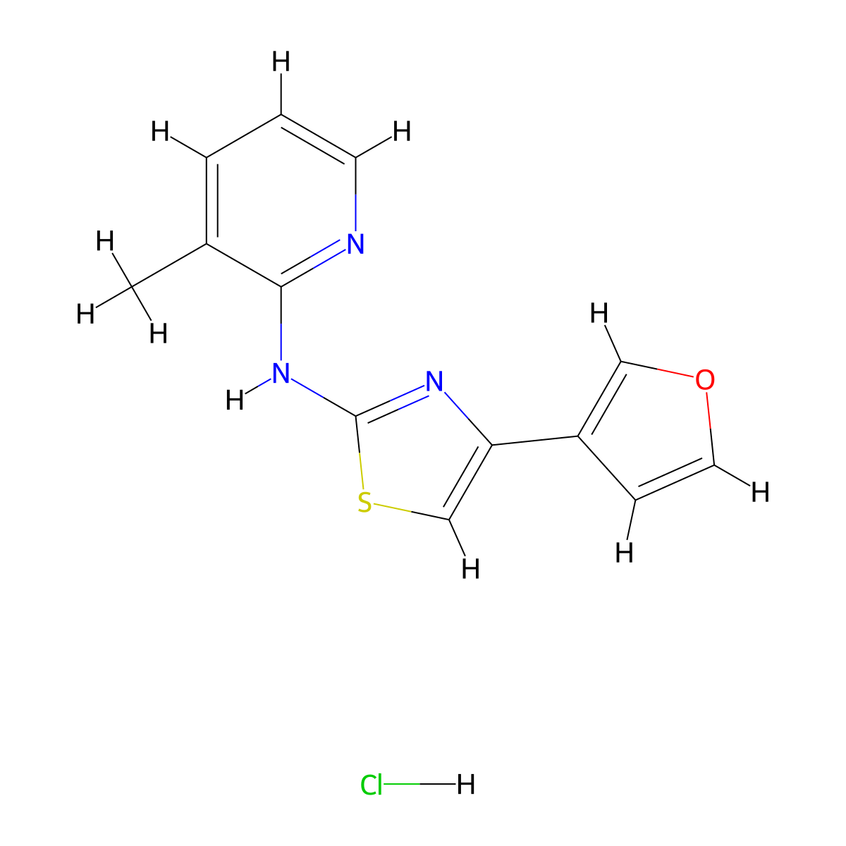 4-(furan-3-yl)-N-(3-methylpyridin-2-yl)thiazol-2-amine hydrochloride molecular structure, CAS 2034433-23-1