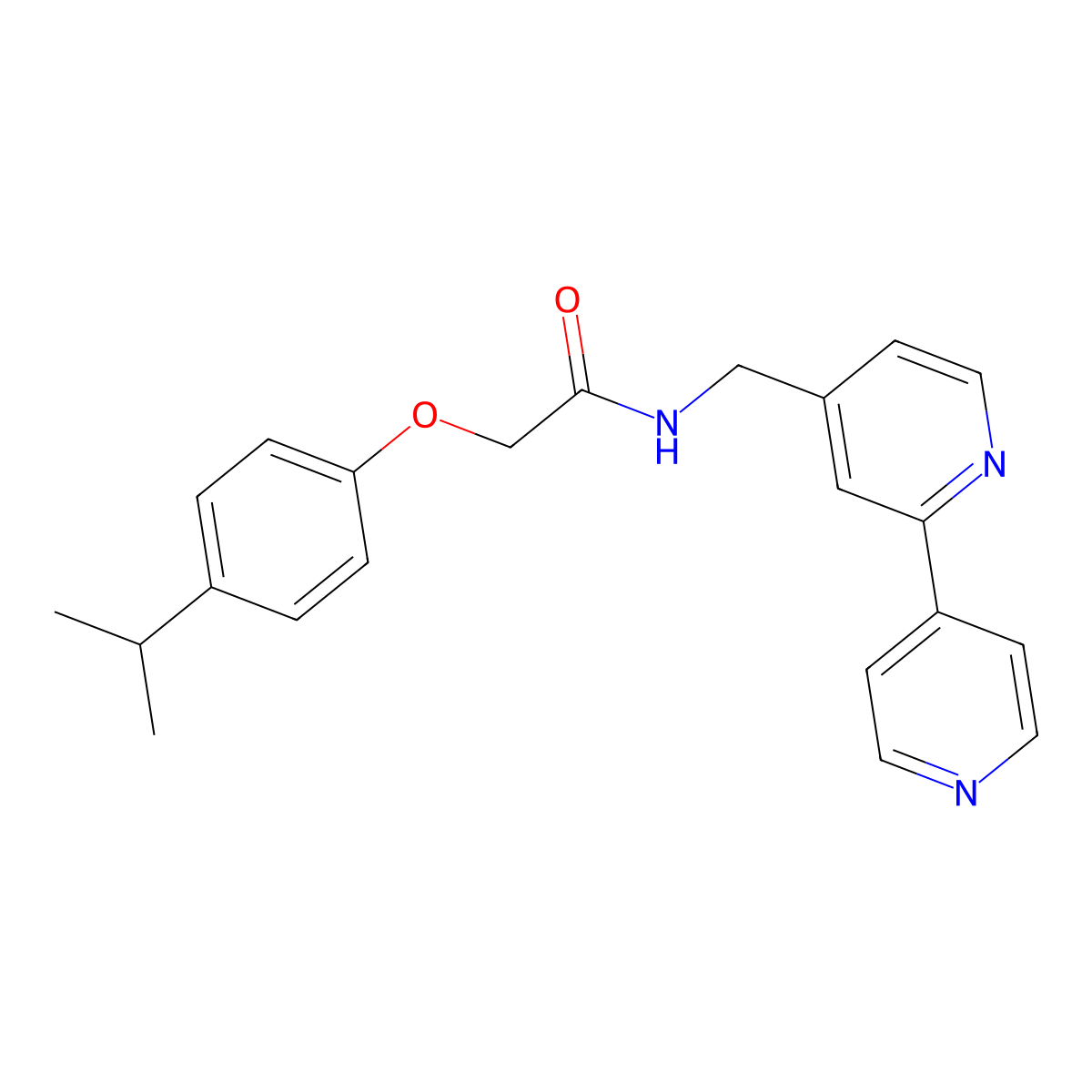 N-({[2,4'-bipyridine]-4-yl}methyl)-2-[4-(propan-2-yl)phenoxy]acetamide molecular structure, CAS 2034433-26-4