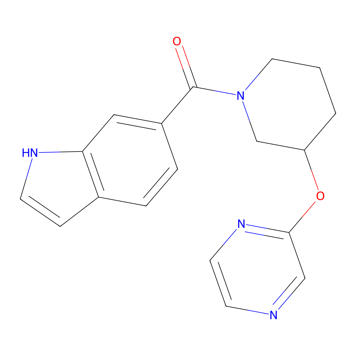 (1H-indol-6-yl)(3-(pyrazin-2-yloxy)piperidin-1-yl)methanone molecular structure, CAS 2034433-36-6