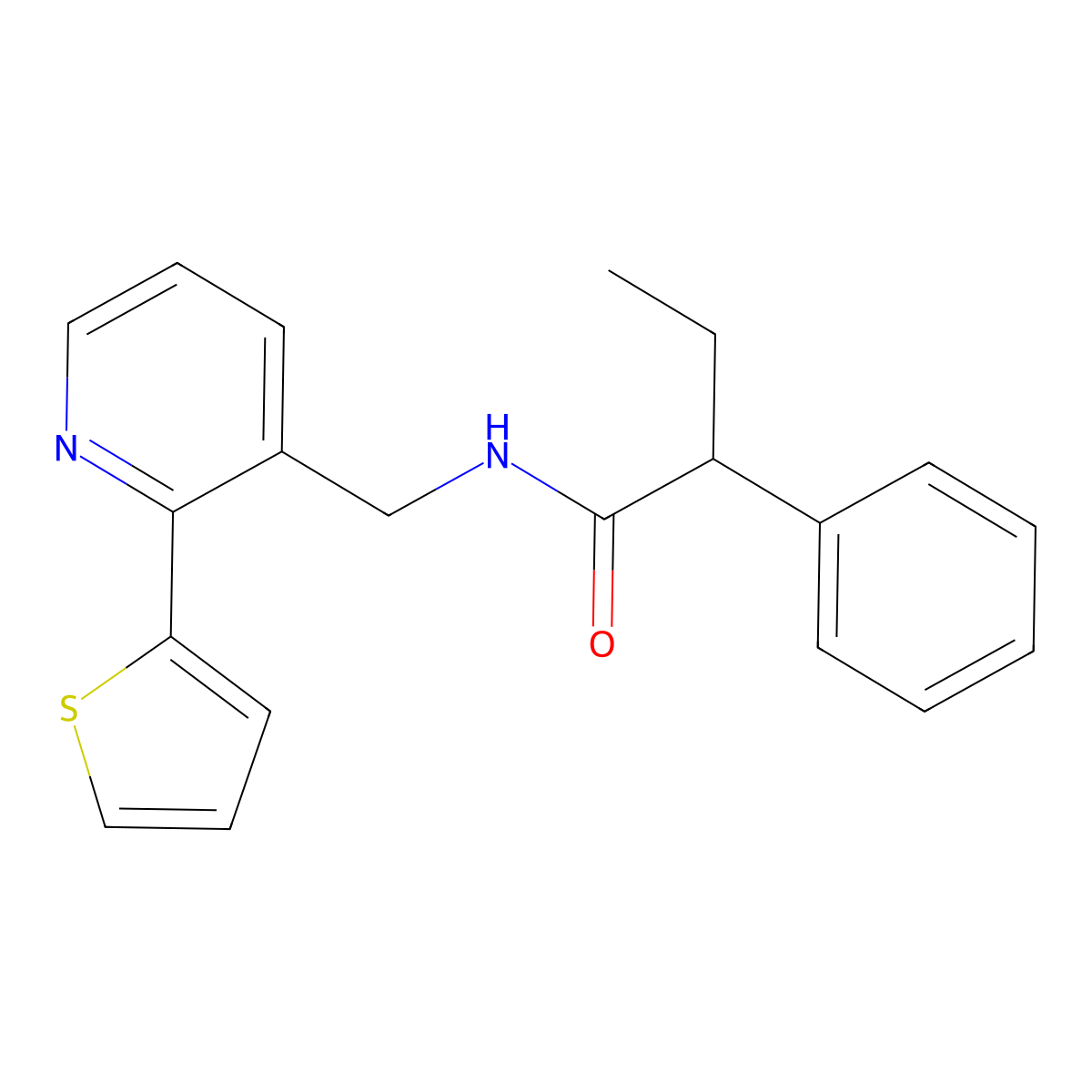 2-phenyl-N-((2-(thiophen-2-yl)pyridin-3-yl)methyl)butanamide molecular structure, CAS 2034433-37-7