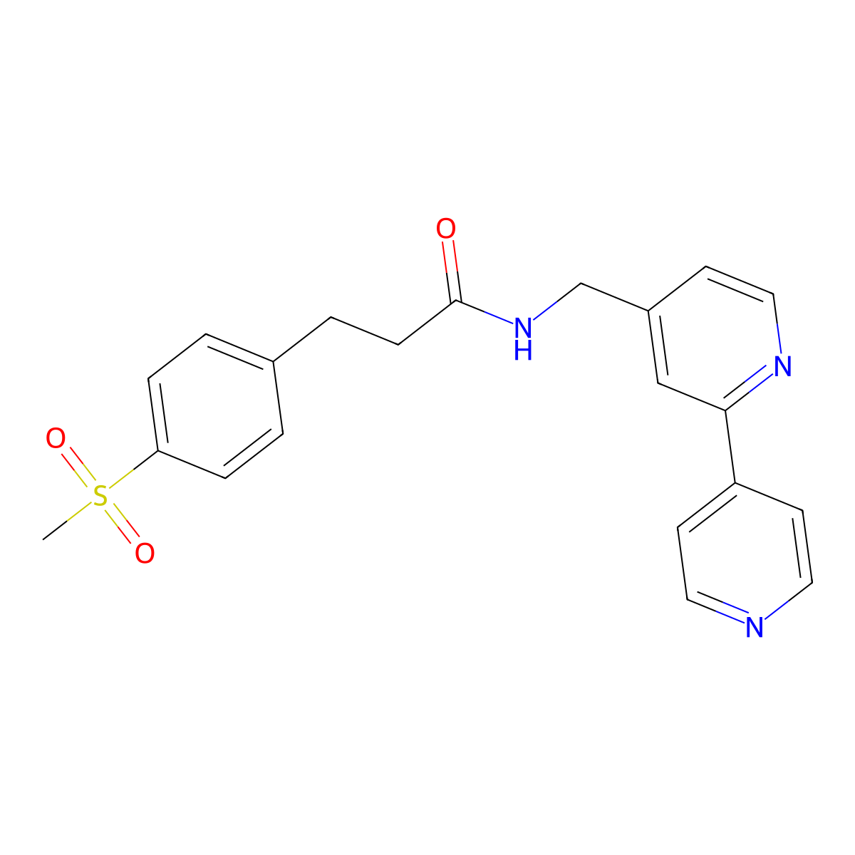 N-([2,4'-bipyridin]-4-ylmethyl)-3-(4-(methylsulfonyl)phenyl)propanamide molecular structure, CAS 2034433-39-9