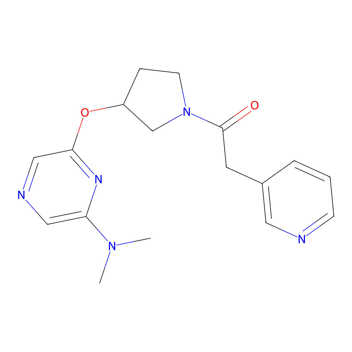 1-(3-((6-(Dimethylamino)pyrazin-2-yl)oxy)pyrrolidin-1-yl)-2-(pyridin-3-yl)ethanone molecular structure, CAS 2034433-41-3