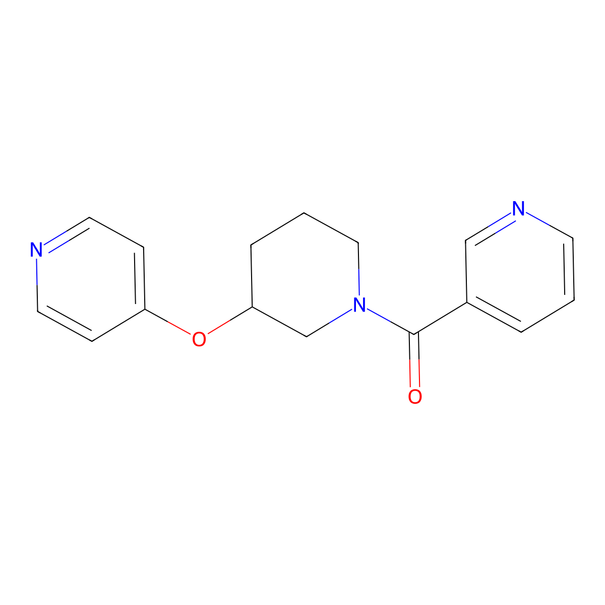 Pyridin-3-yl(3-(pyridin-4-yloxy)piperidin-1-yl)methanone molecular structure, CAS 2034433-42-4