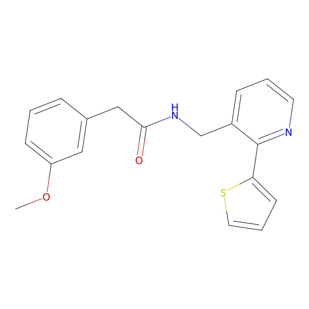 2-(3-methoxyphenyl)-N-{[2-(thiophen-2-yl)pyridin-3-yl]methyl}acetamide molecular structure, CAS 2034433-43-5