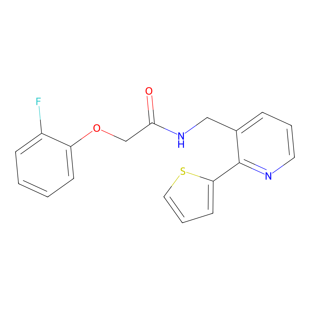 2-(2-fluorophenoxy)-N-((2-(thiophen-2-yl)pyridin-3-yl)methyl)acetamide molecular structure, CAS 2034433-49-1