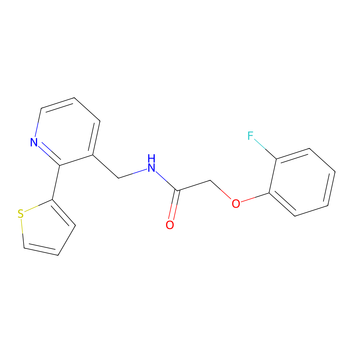 2-(2-fluorophenoxy)-N-((2-(thiophen-2-yl)pyridin-3-yl)methyl)acetamide molecular structure, CAS 2034433-49-1
