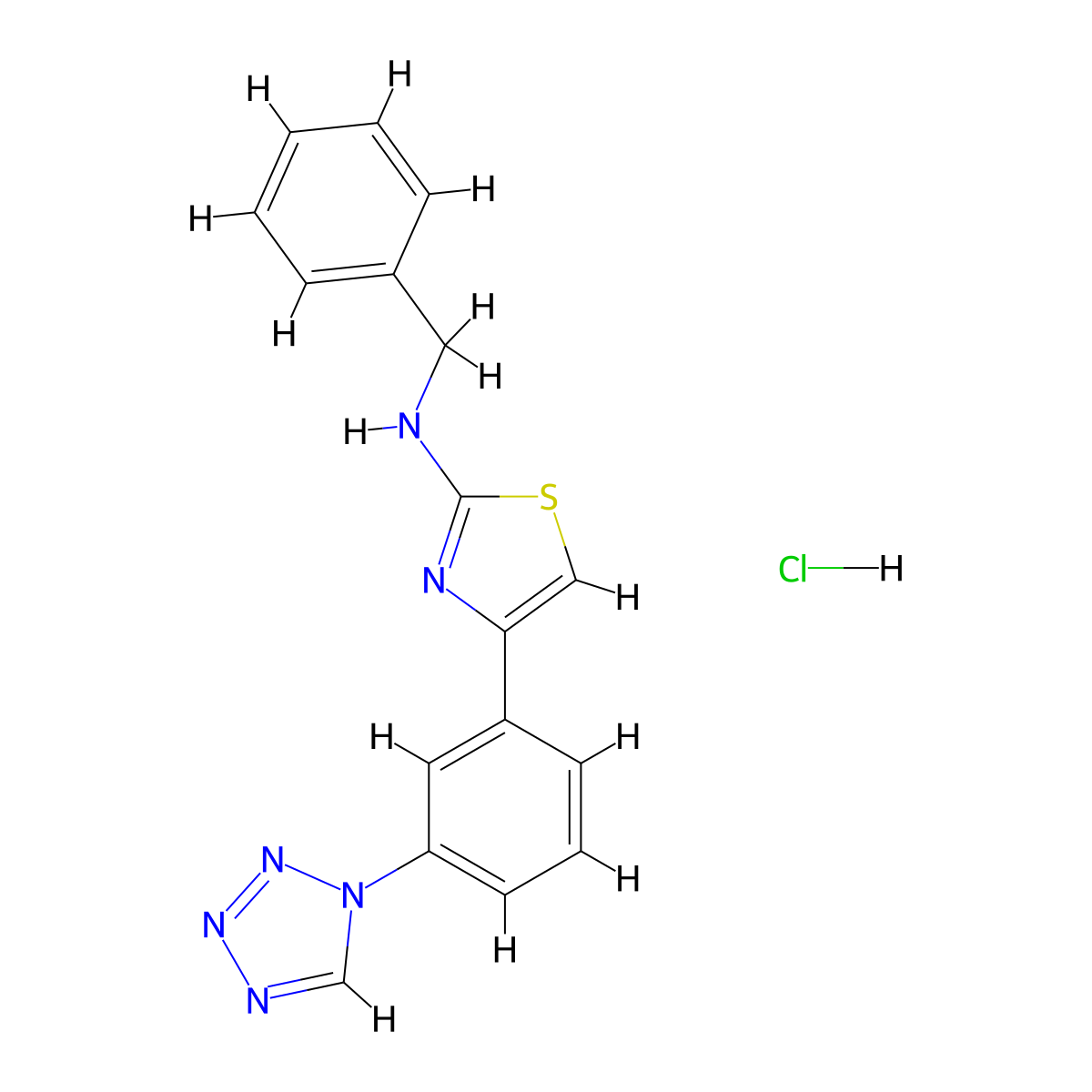 4-(3-(1H-tetrazol-1-yl)phenyl)-N-benzylthiazol-2-amine hydrochloride molecular structure, CAS 2034433-50-4