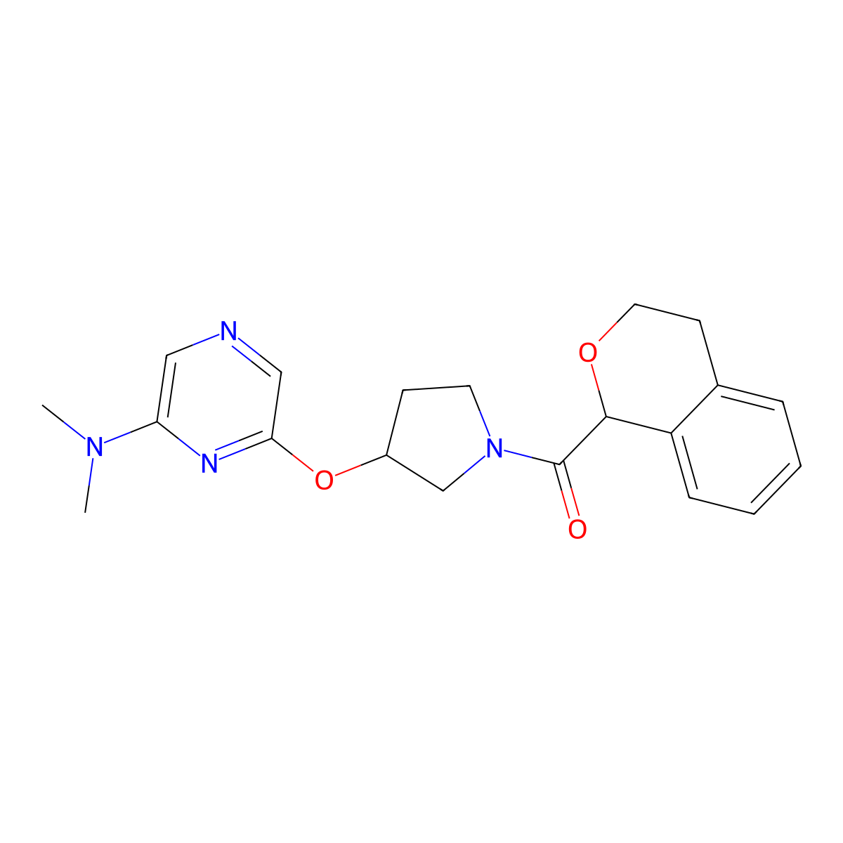 (3-((6-(Dimethylamino)pyrazin-2-yl)oxy)pyrrolidin-1-yl)(isochroman-1-yl)methanone molecular structure, CAS 2034433-52-6