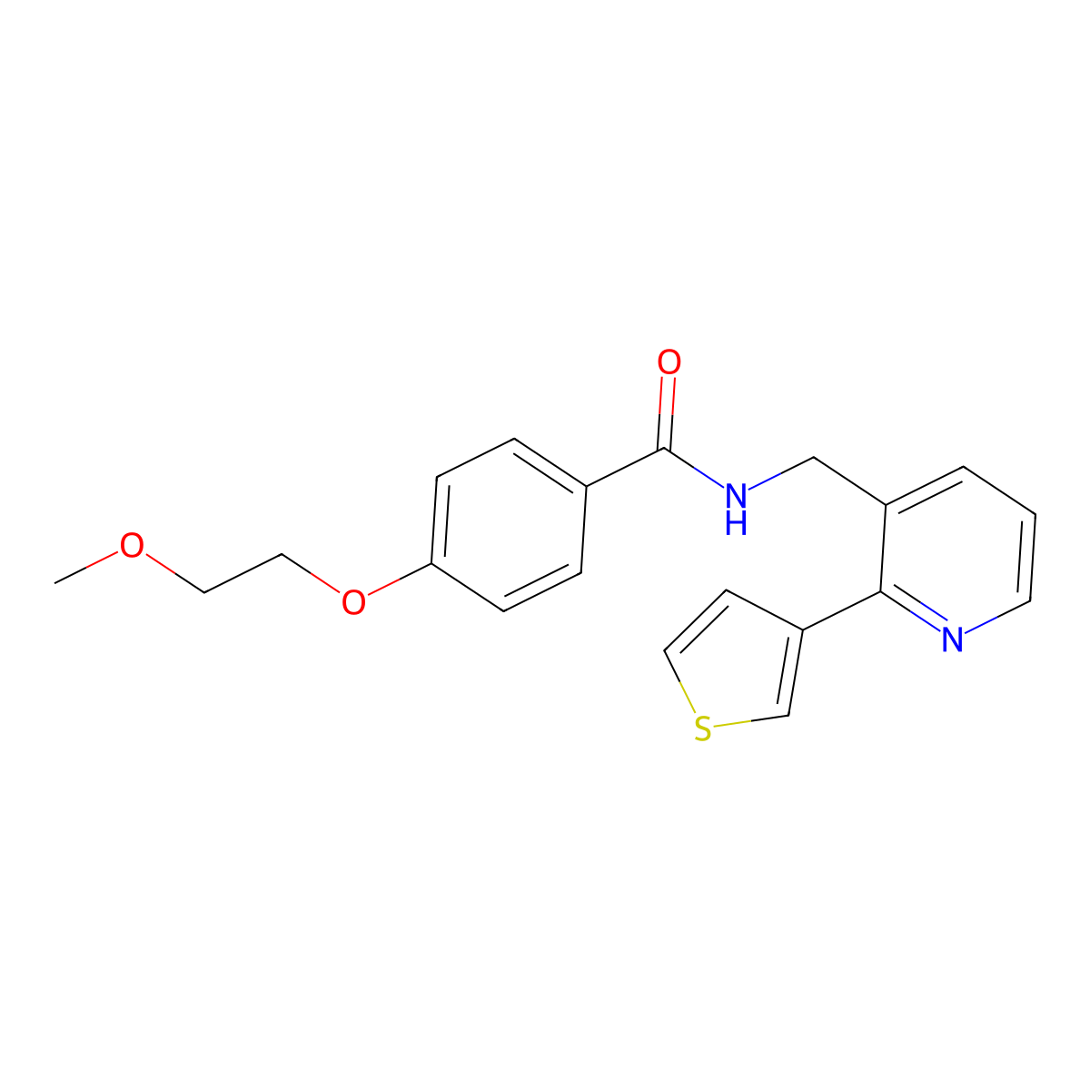 4-(2-methoxyethoxy)-N-{[2-(thiophen-3-yl)pyridin-3-yl]methyl}benzamide molecular structure, CAS 2034433-53-7