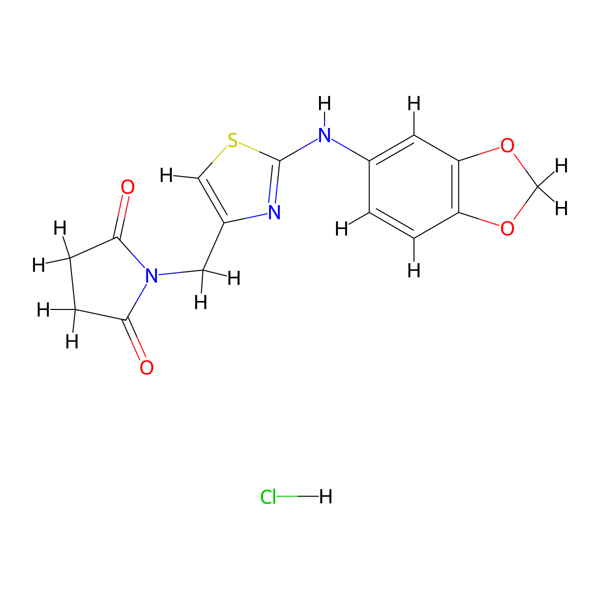 1-((2-(Benzo[d][1,3]dioxol-5-ylamino)thiazol-4-yl)methyl)pyrrolidine-2,5-dione hydrochloride molecular structure, CAS 2034433-58-2