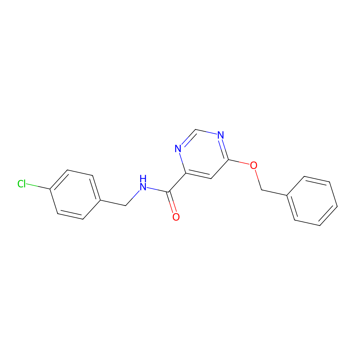 6-(benzyloxy)-N-(4-chlorobenzyl)pyrimidine-4-carboxamide molecular structure, CAS 2034433-60-6