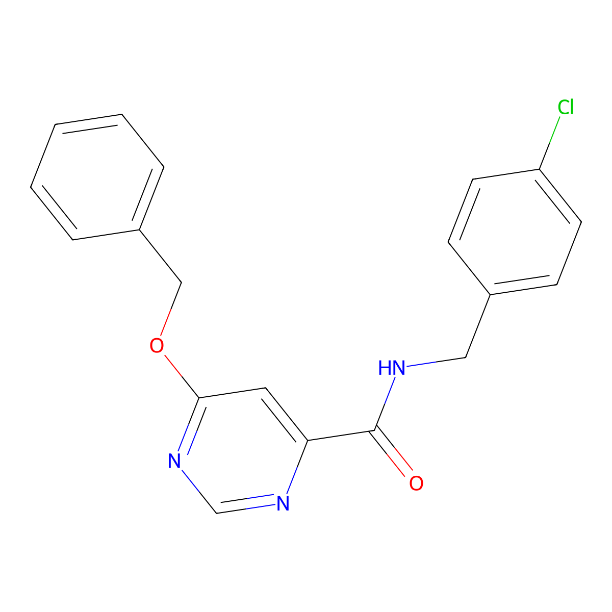 6-(benzyloxy)-N-(4-chlorobenzyl)pyrimidine-4-carboxamide molecular structure, CAS 2034433-60-6