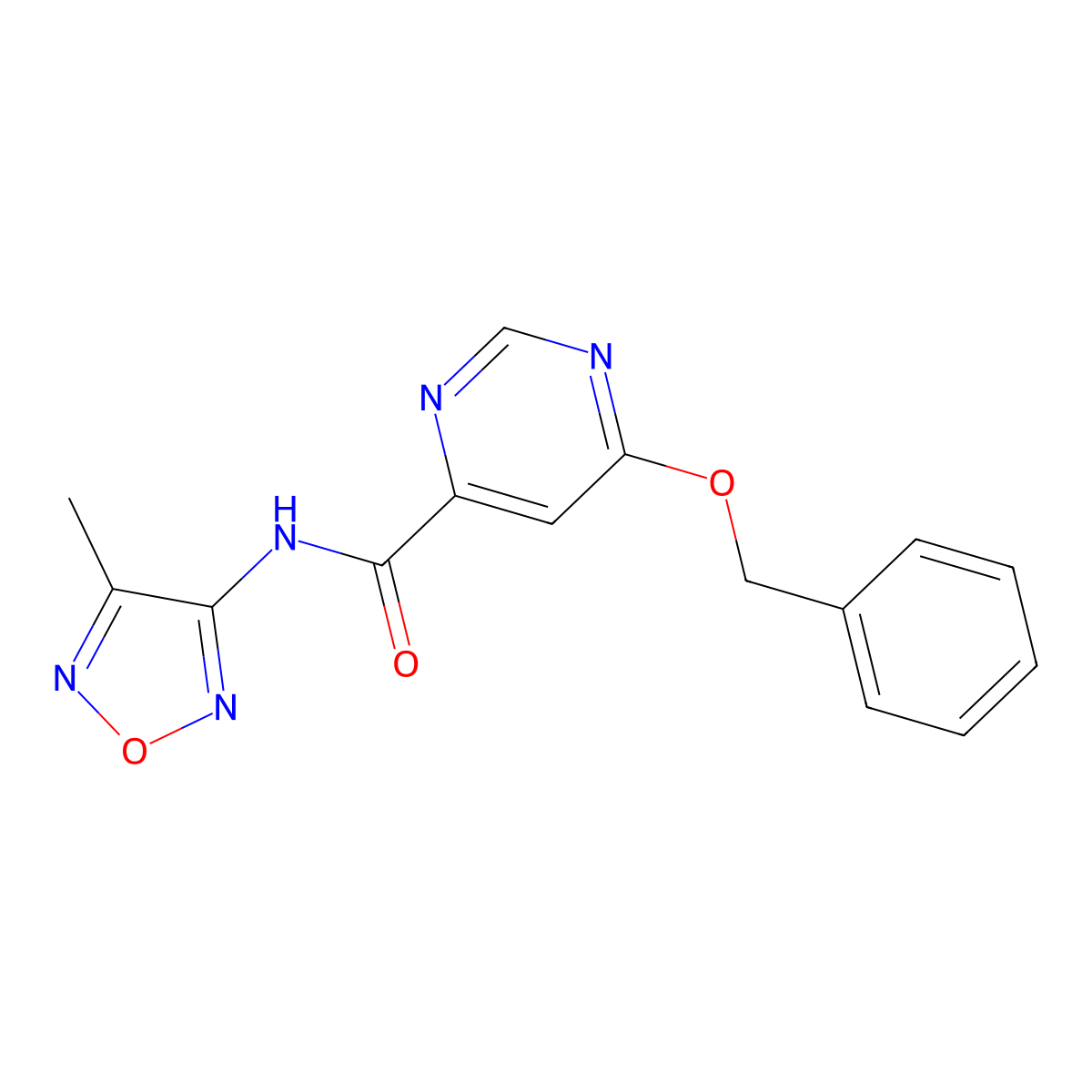 6-(benzyloxy)-N-(4-methyl-1,2,5-oxadiazol-3-yl)pyrimidine-4-carboxamide molecular structure, CAS 2034433-67-3