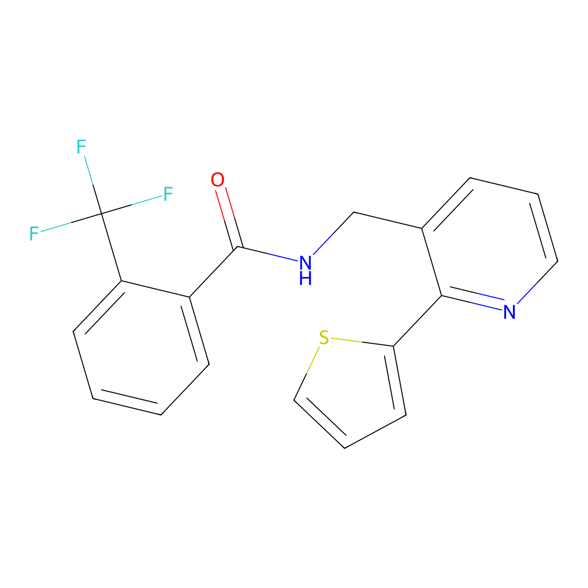 N-{[2-(thiophen-2-yl)pyridin-3-yl]methyl}-2-(trifluoromethyl)benzamide molecular structure, CAS 2034433-71-9