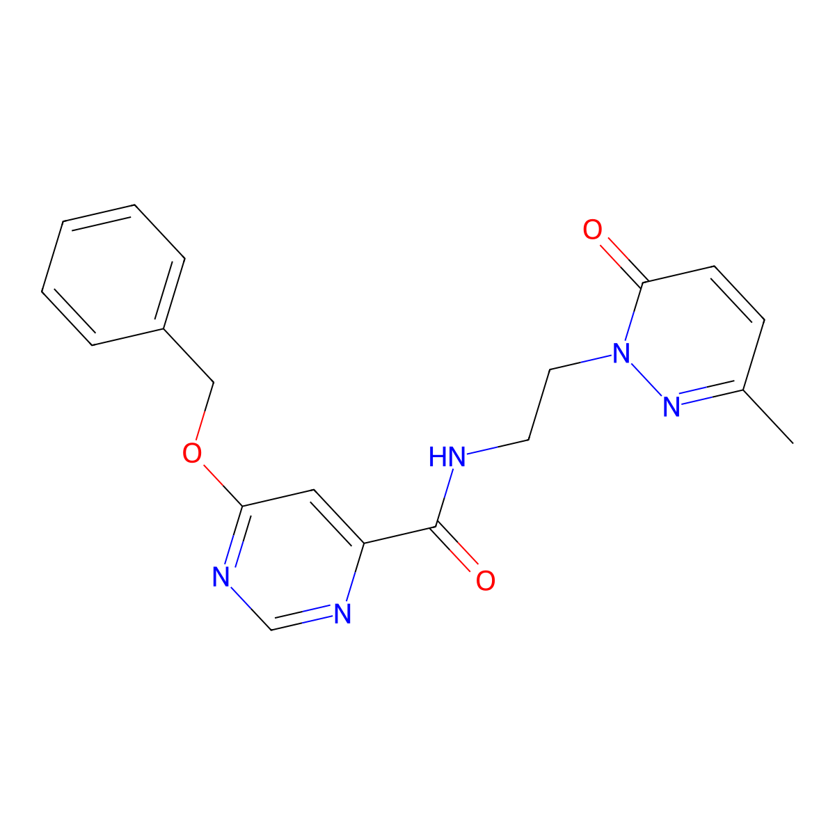 6-(benzyloxy)-N-(2-(3-methyl-6-oxopyridazin-1(6H)-yl)ethyl)pyrimidine-4-carboxamide molecular structure, CAS 2034433-75-3