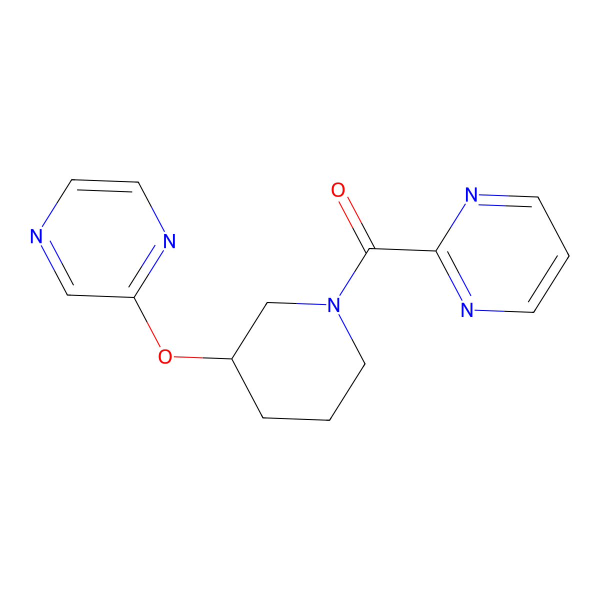 (3-(Pyrazin-2-yloxy)piperidin-1-yl)(pyrimidin-2-yl)methanone molecular structure, CAS 2034433-76-4