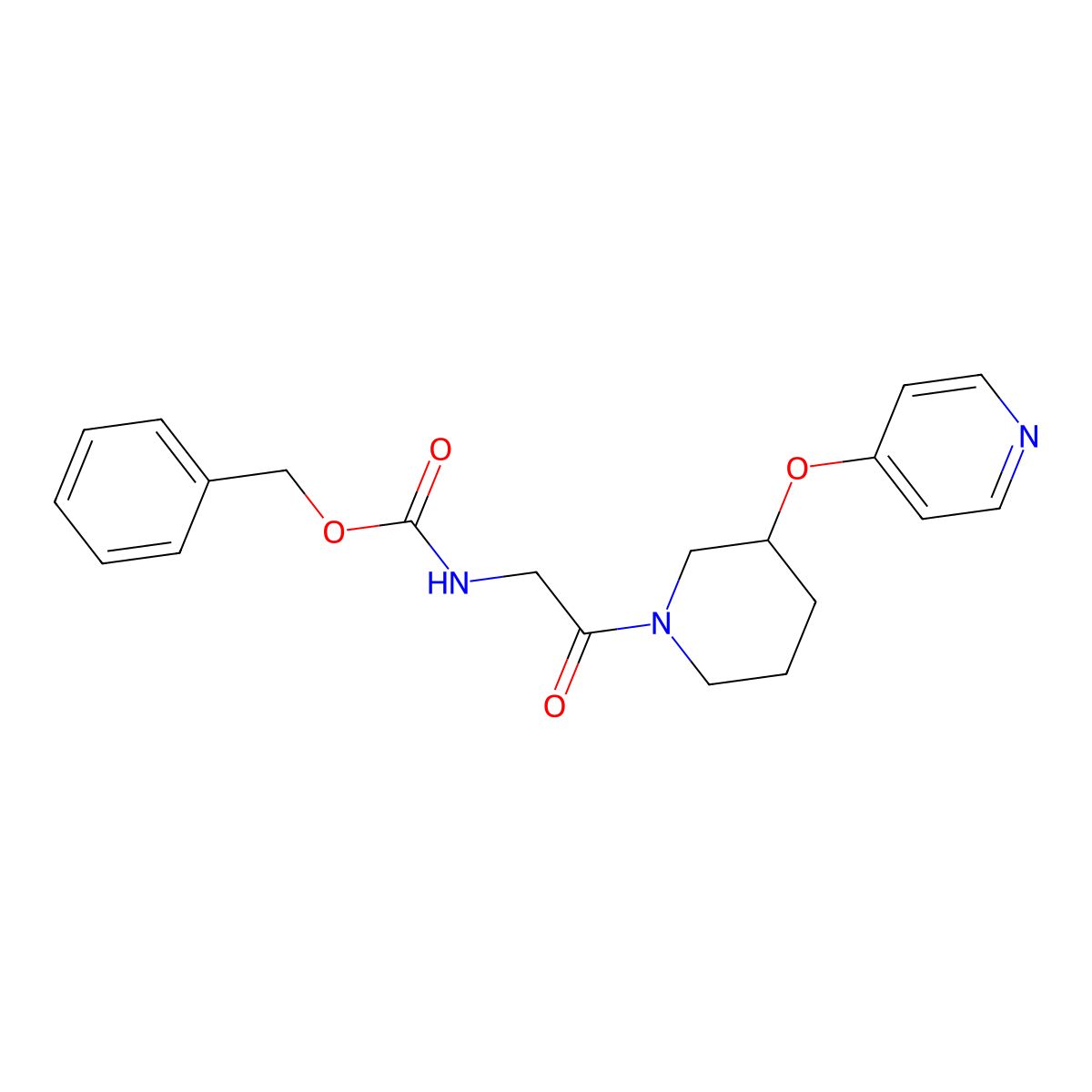 Benzyl (2-oxo-2-(3-(pyridin-4-yloxy)piperidin-1-yl)ethyl)carbamate molecular structure, CAS 2034433-78-6