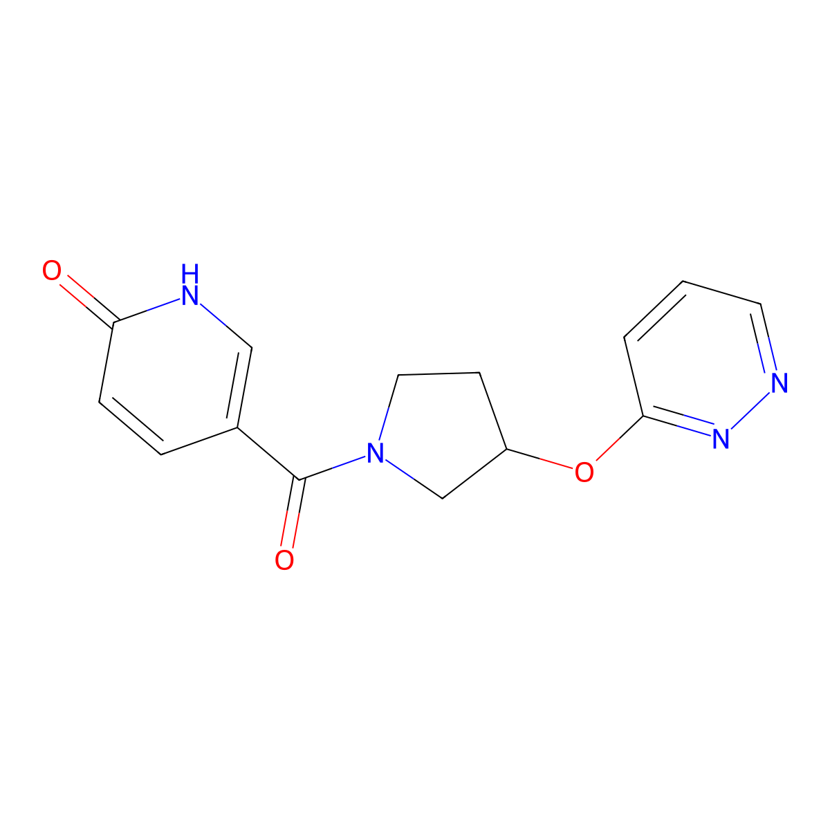 5-(3-(pyridazin-3-yloxy)pyrrolidine-1-carbonyl)pyridin-2(1H)-one molecular structure, CAS 2034433-80-0