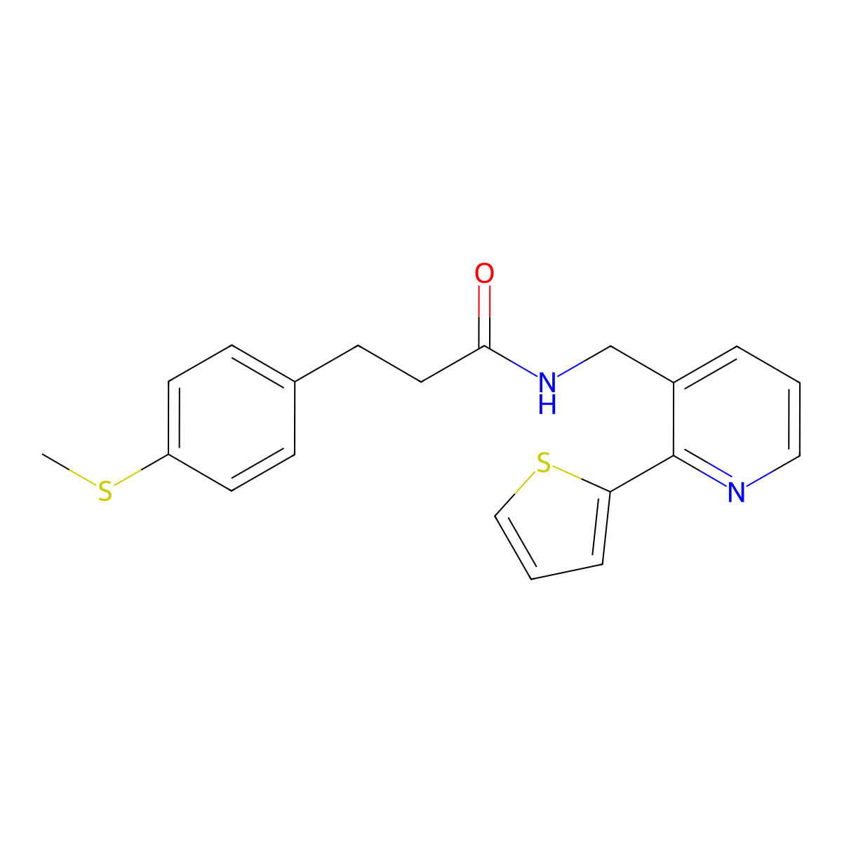 3-(4-(methylthio)phenyl)-N-((2-(thiophen-2-yl)pyridin-3-yl)methyl)propanamide molecular structure, CAS 2034433-83-3