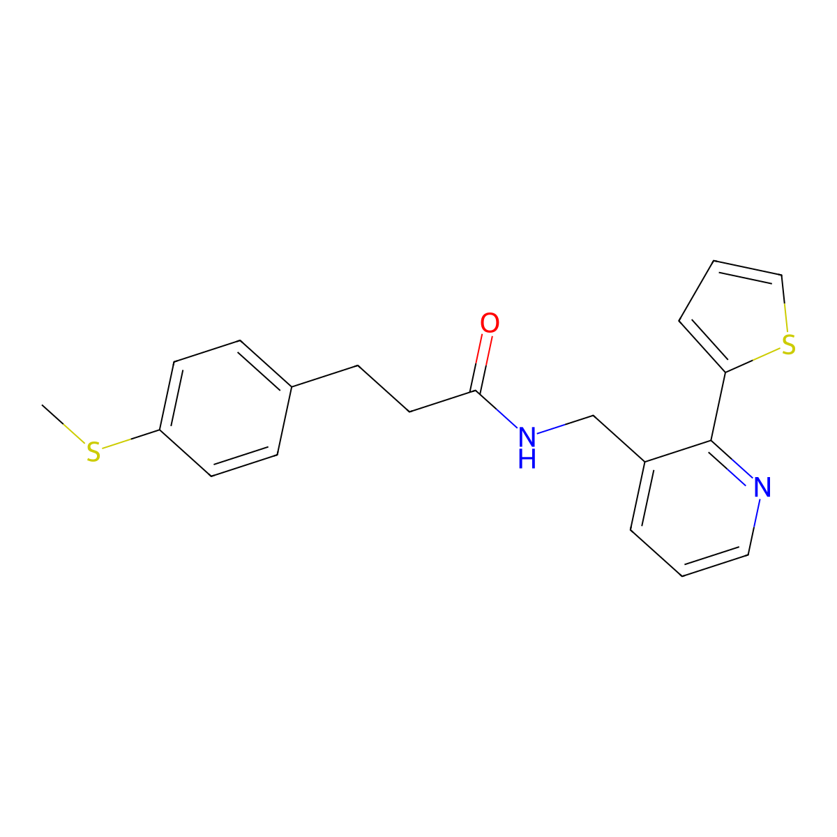 3-(4-(methylthio)phenyl)-N-((2-(thiophen-2-yl)pyridin-3-yl)methyl)propanamide molecular structure, CAS 2034433-83-3