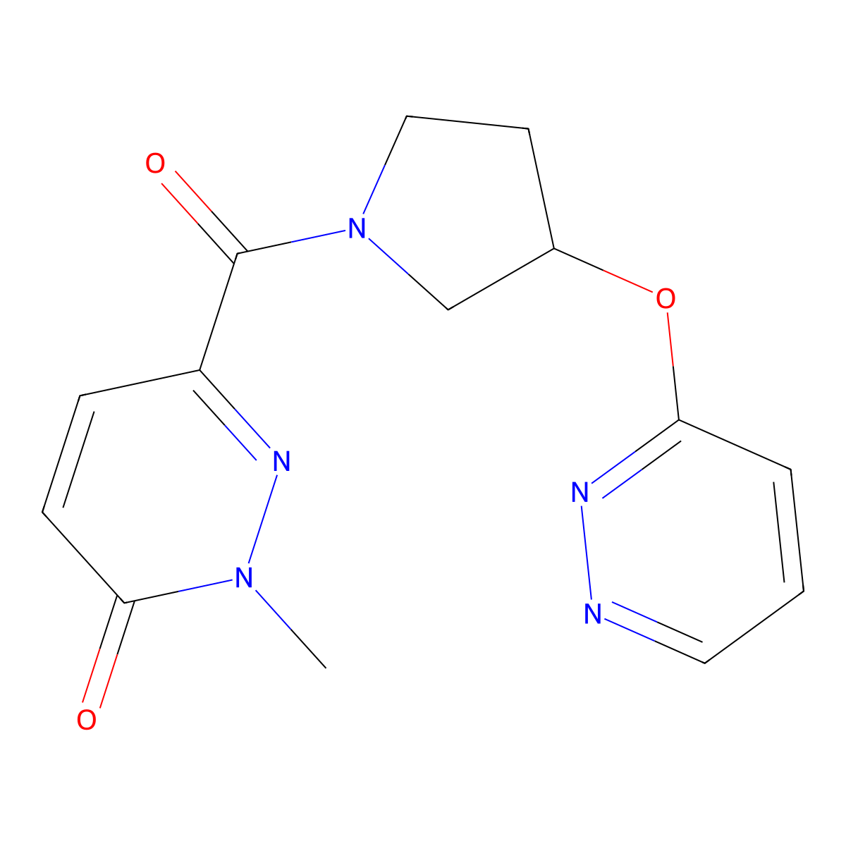 2-methyl-6-(3-(pyridazin-3-yloxy)pyrrolidine-1-carbonyl)pyridazin-3(2H)-one molecular structure, CAS 2034433-85-5