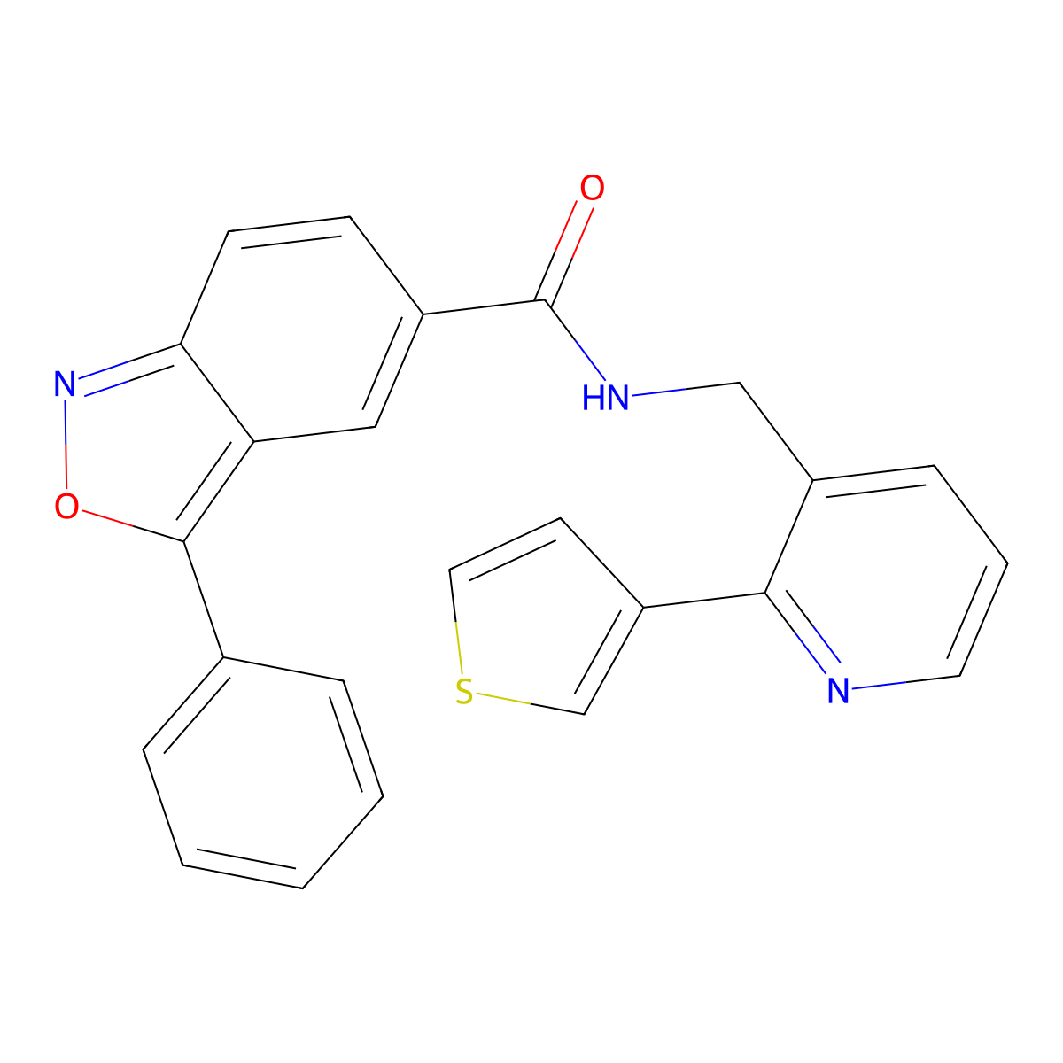 3-phenyl-N-((2-(thiophen-3-yl)pyridin-3-yl)methyl)benzo[c]isoxazole-5-carboxamide molecular structure, CAS 2034433-86-6