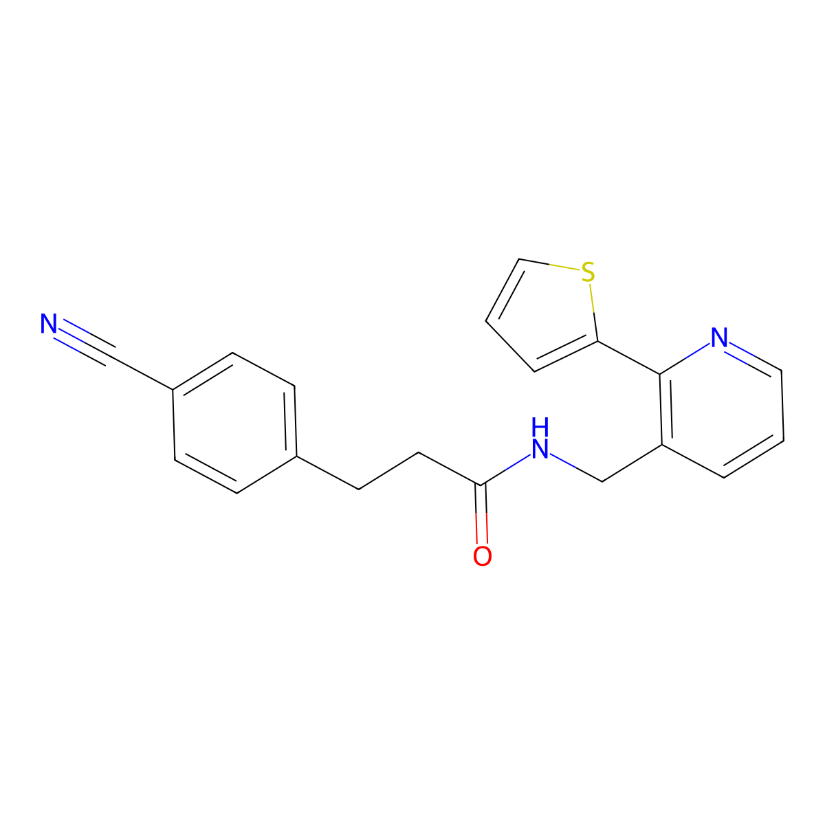 3-(4-cyanophenyl)-N-{[2-(thiophen-2-yl)pyridin-3-yl]methyl}propanamide molecular structure, CAS 2034433-91-3