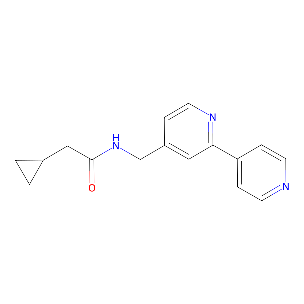 N-({[2,4'-bipyridine]-4-yl}methyl)-2-cyclopropylacetamide molecular structure, CAS 2034433-98-0