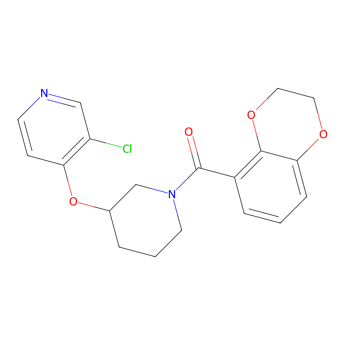 (3-((3-Chloropyridin-4-yl)oxy)piperidin-1-yl)(2,3-dihydrobenzo[b][1,4]dioxin-5-yl)methanone molecular structure, CAS 2034434-00-7