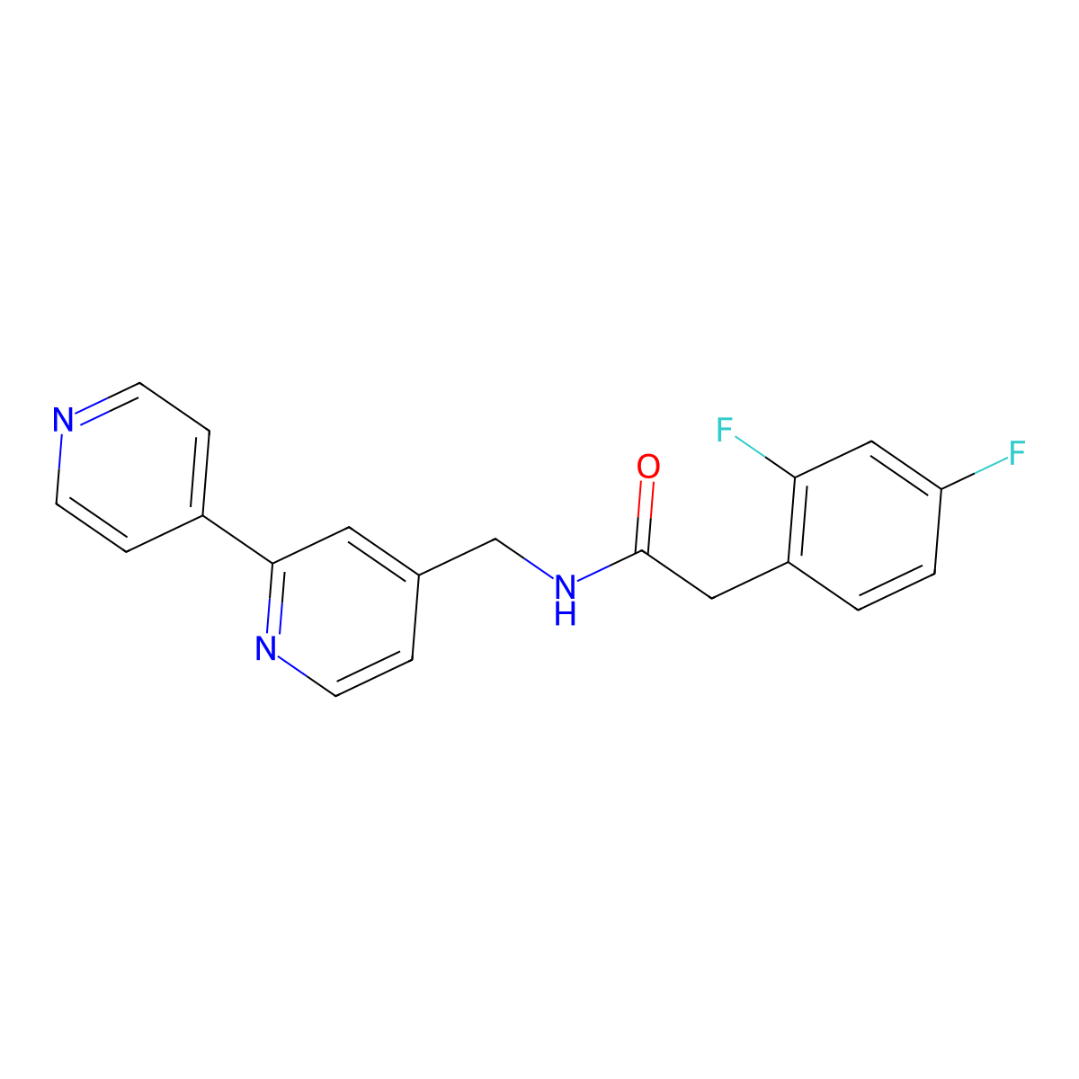 N-({[2,4'-bipyridine]-4-yl}methyl)-2-(2,4-difluorophenyl)acetamide molecular structure, CAS 2034434-02-9