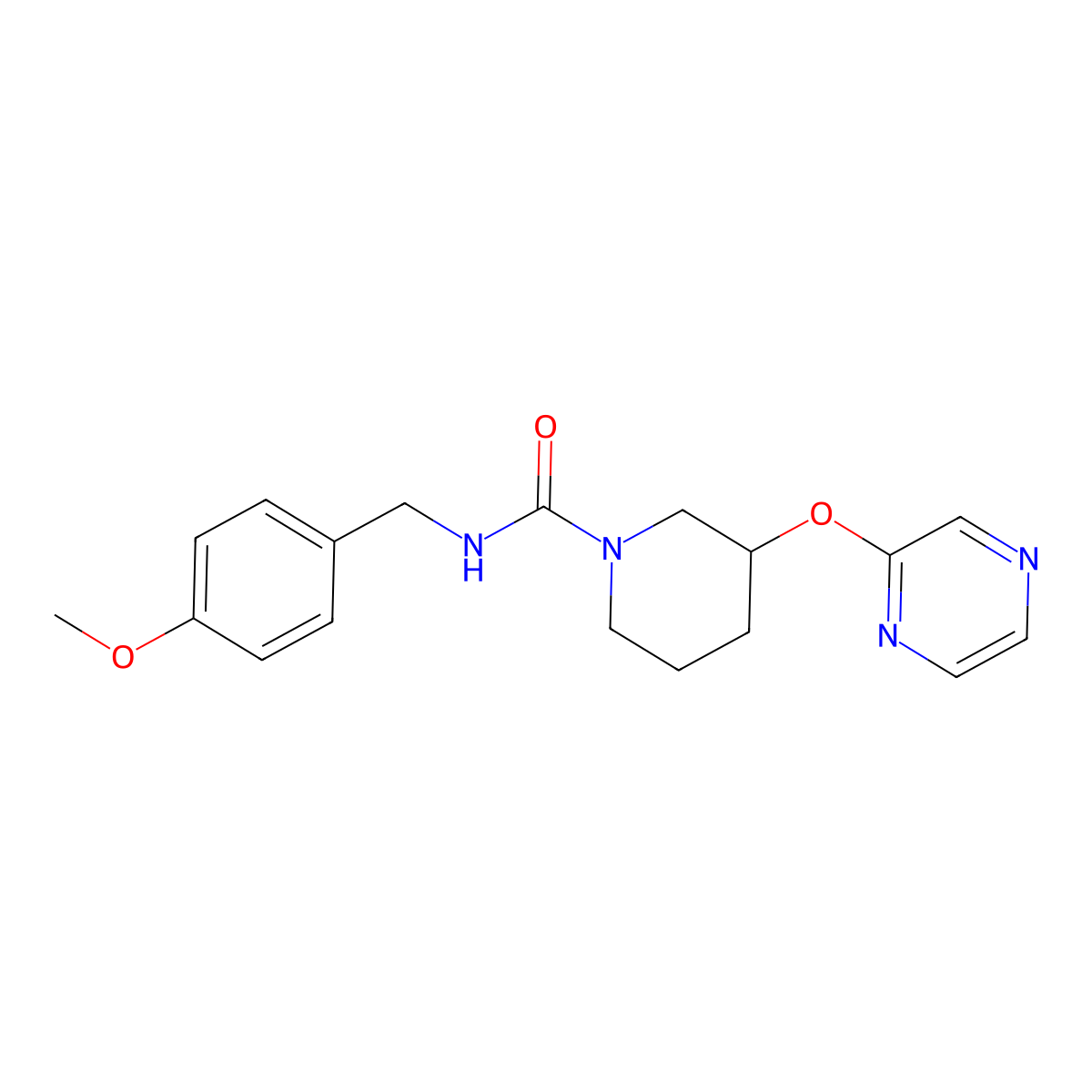 N-(4-methoxybenzyl)-3-(pyrazin-2-yloxy)piperidine-1-carboxamide molecular structure, CAS 2034434-04-1
