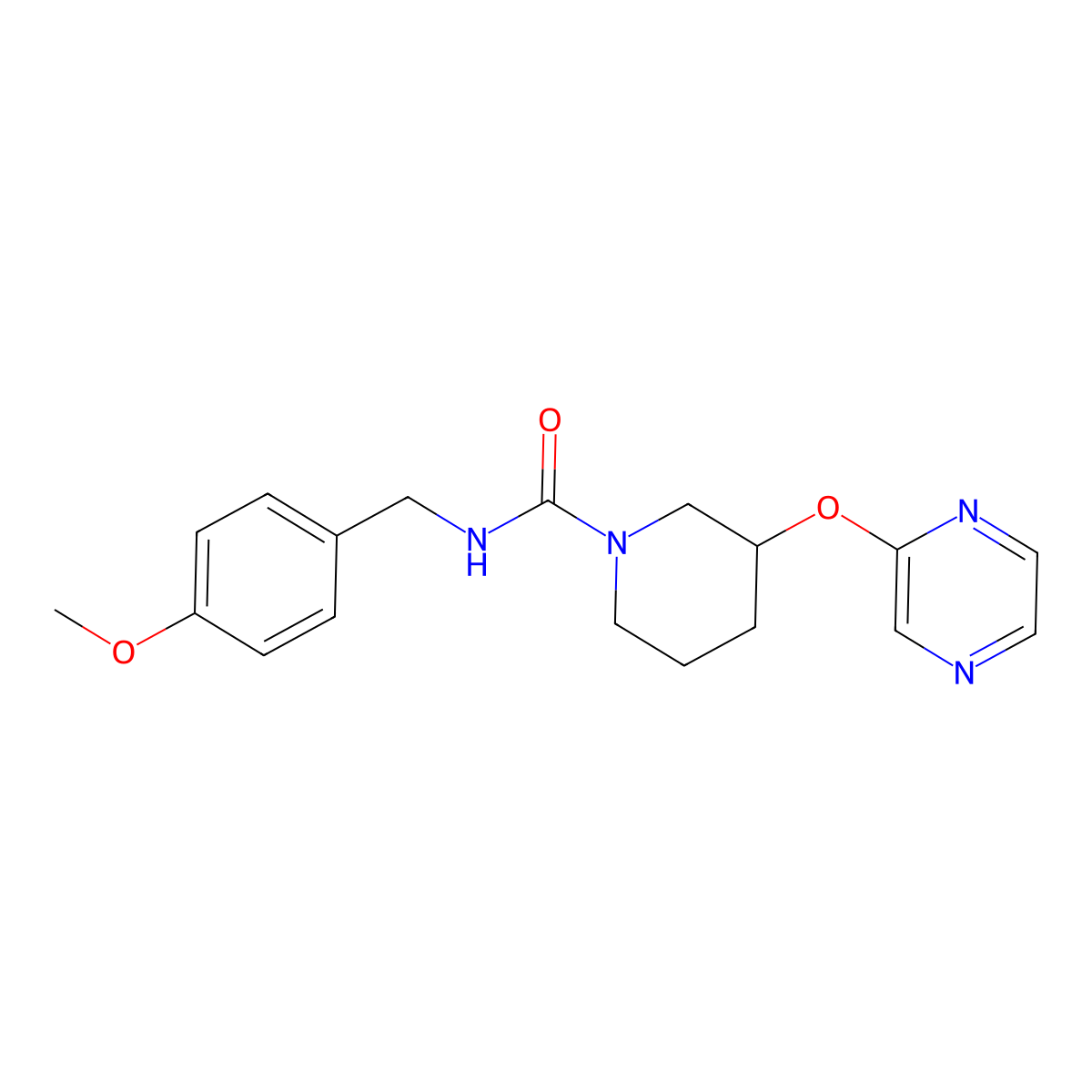 N-(4-methoxybenzyl)-3-(pyrazin-2-yloxy)piperidine-1-carboxamide molecular structure, CAS 2034434-04-1