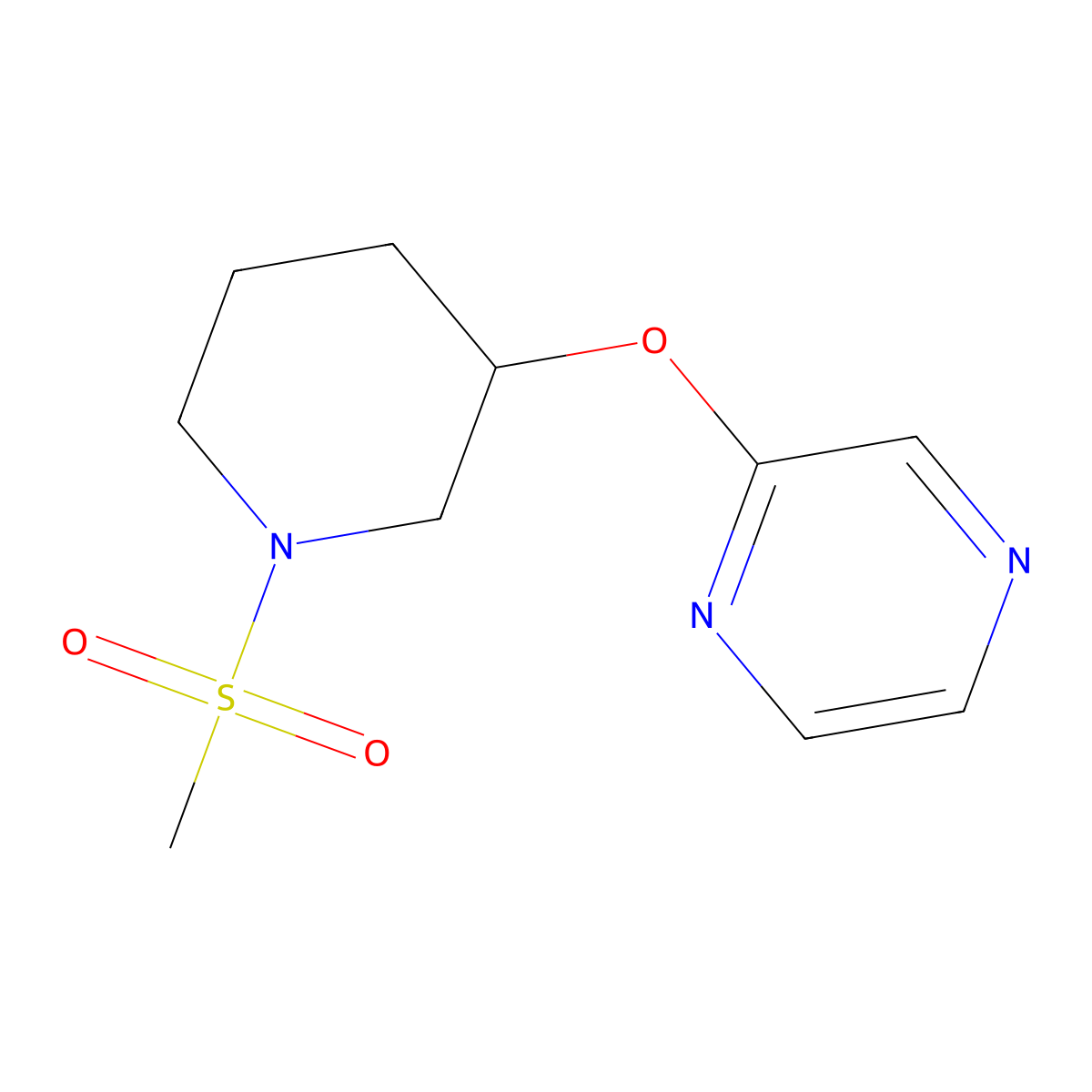 2-((1-(Methylsulfonyl)piperidin-3-yl)oxy)pyrazine molecular structure, CAS 2034434-08-5